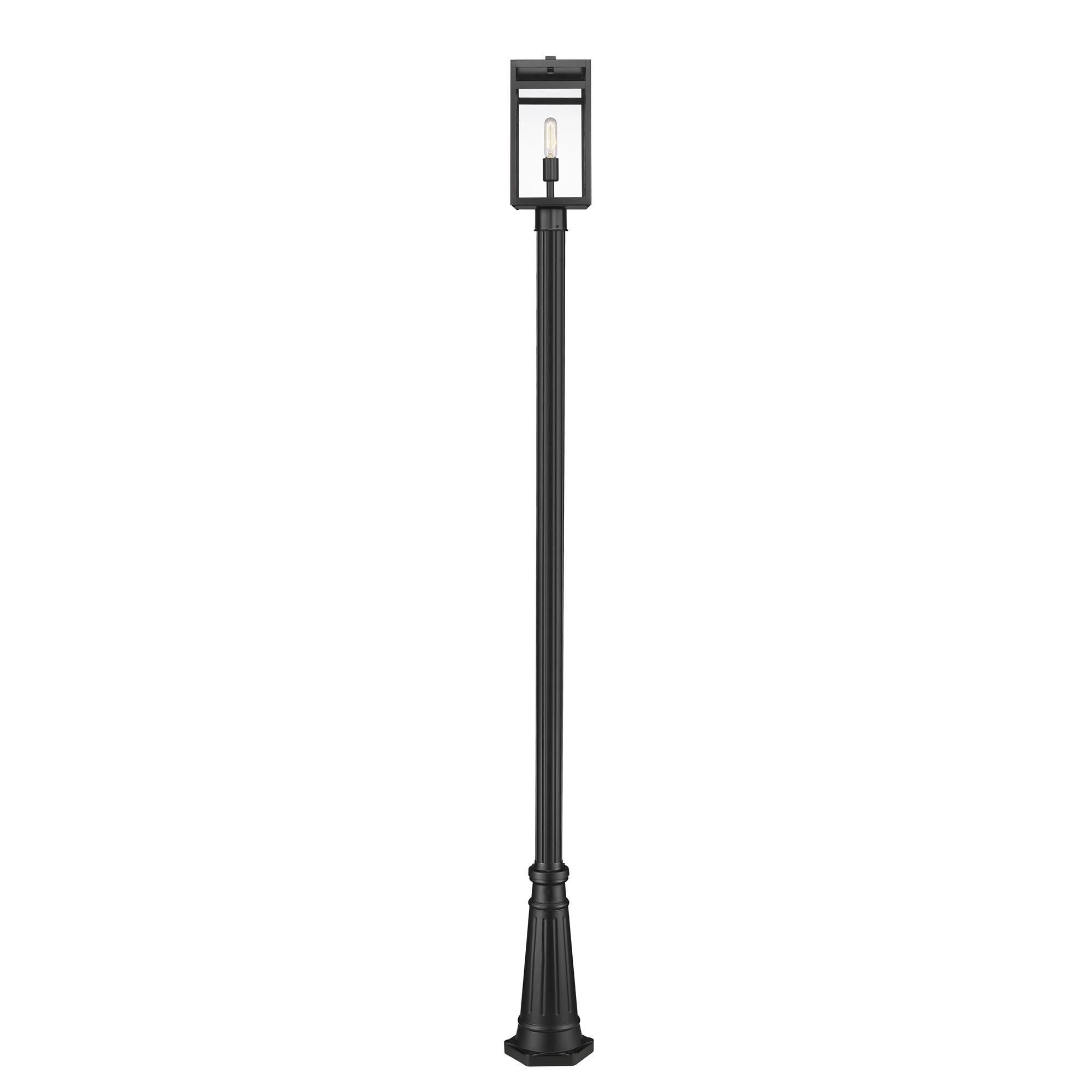 Shown in Black finish and Glass shade