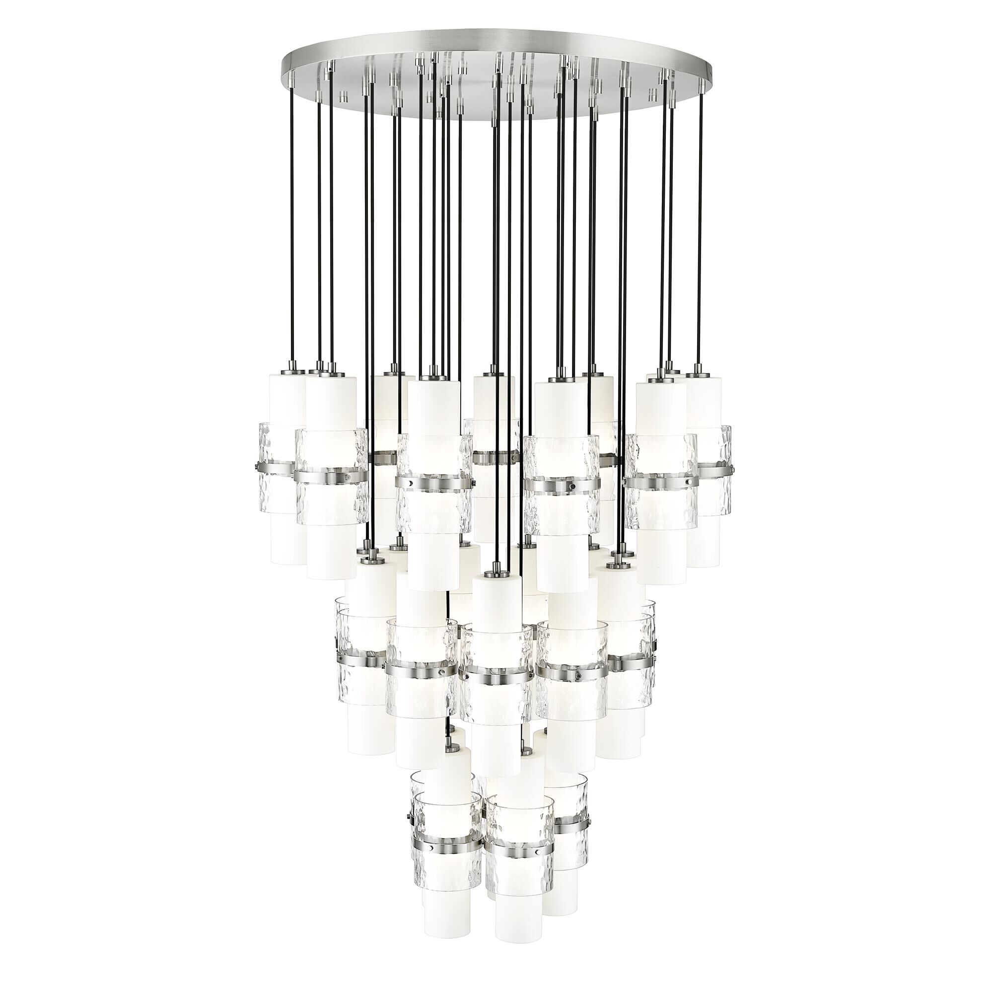 Shown in Brushed Nickel finish and Clear + Etched Opal glass and Clear + Etched Opal shade