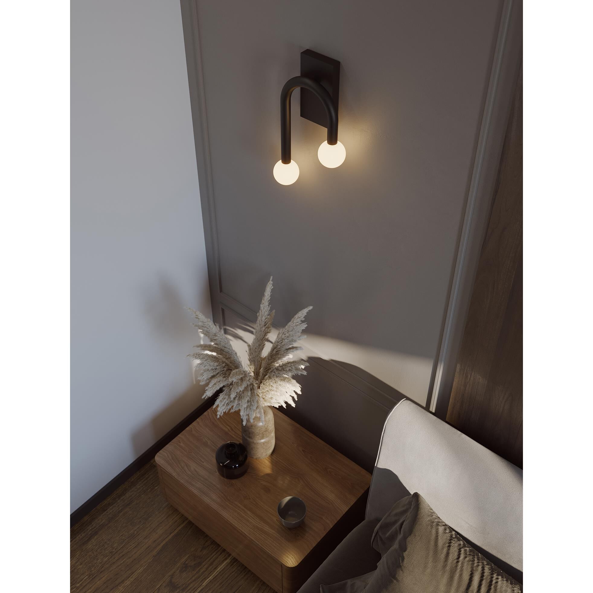 Shown in Black finish and White glass
