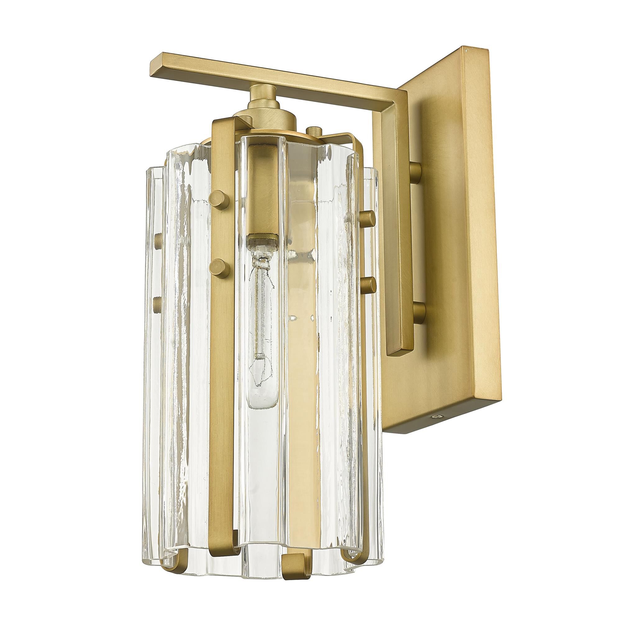 Shown in Rubbed Brass finish and Clear glass and Clear shade