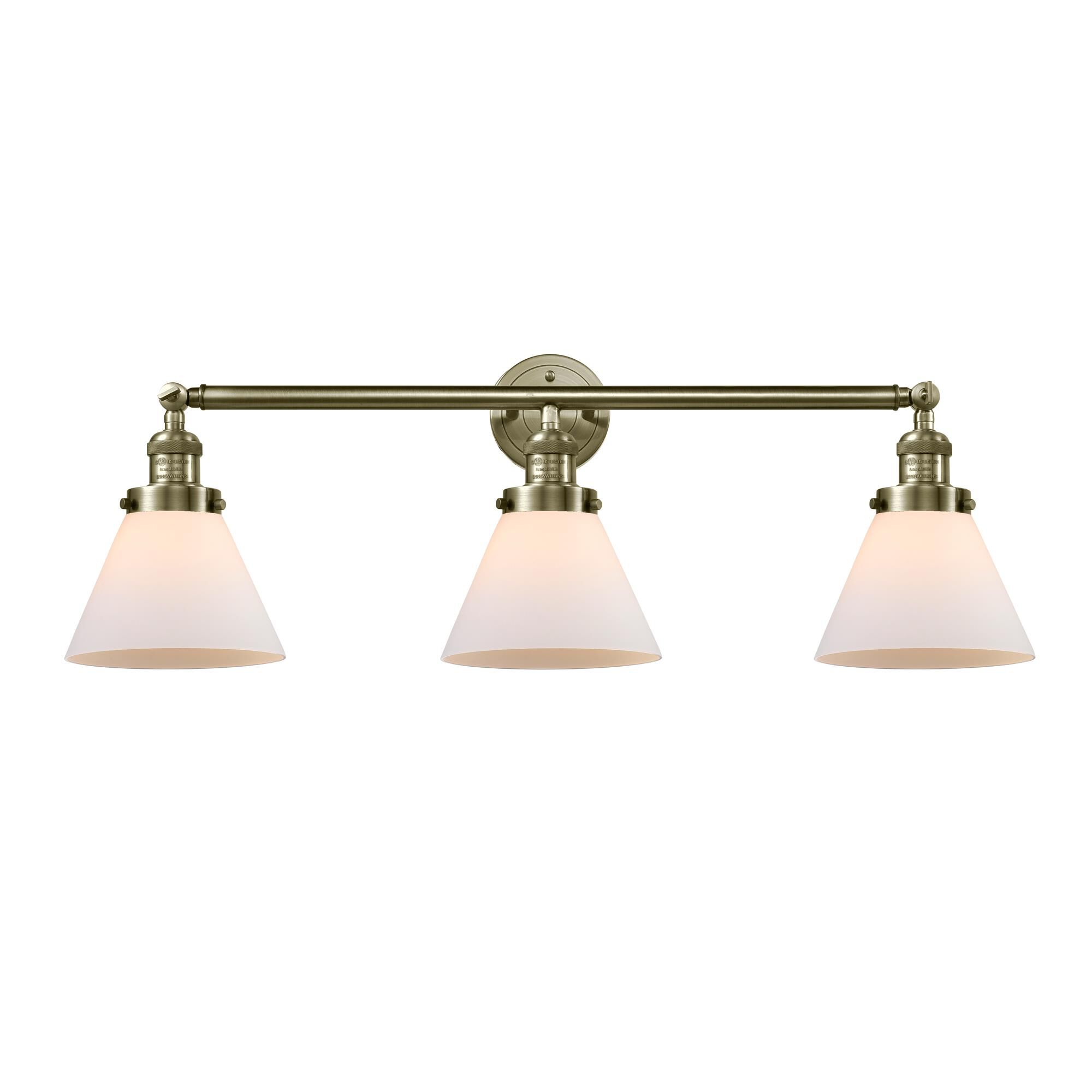 Bruno Marashlian Large Cone 32 Inch 3 Light Bath Vanity Light by Innovations Lighting
