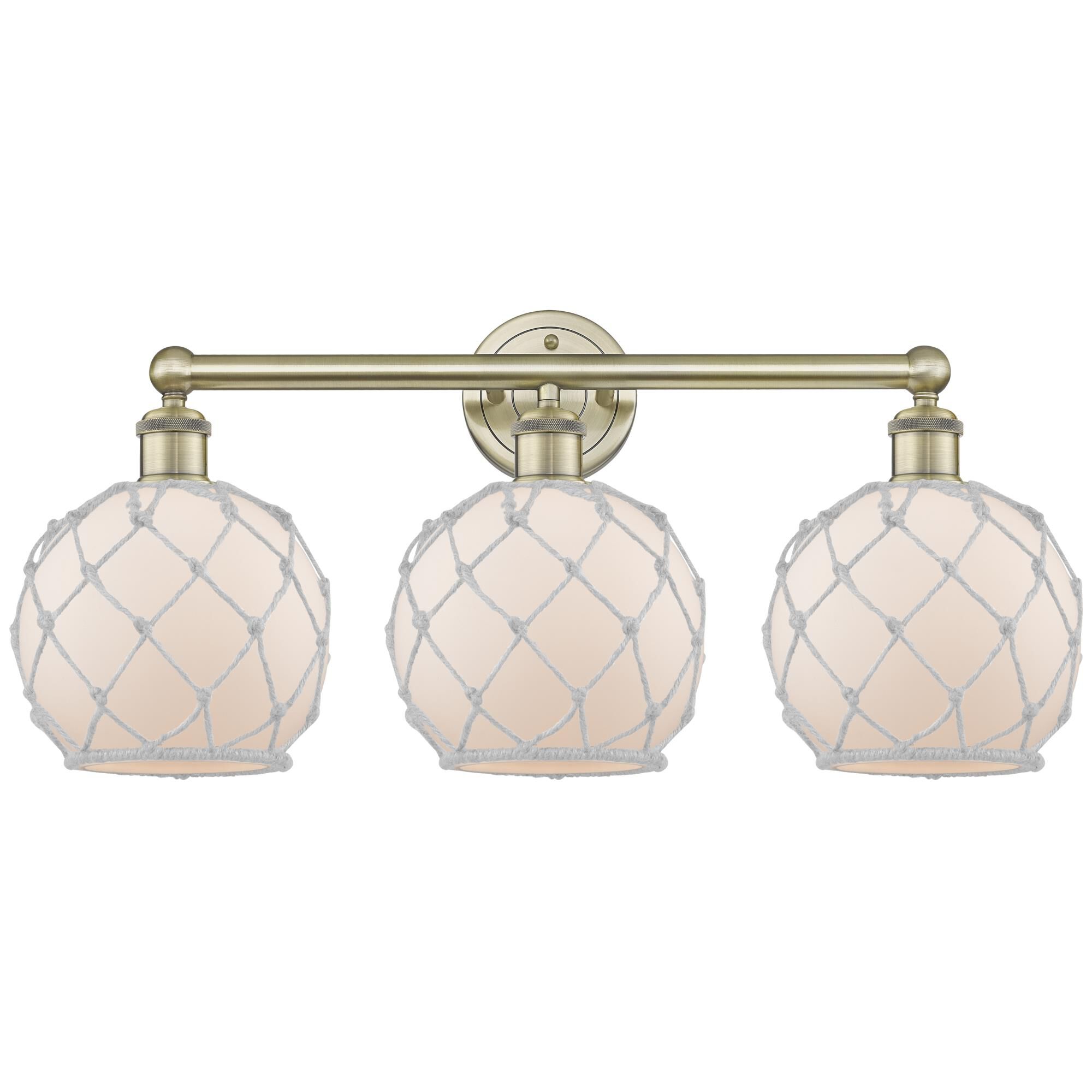 Shown in Antique Brass finish and White with White Rope glass