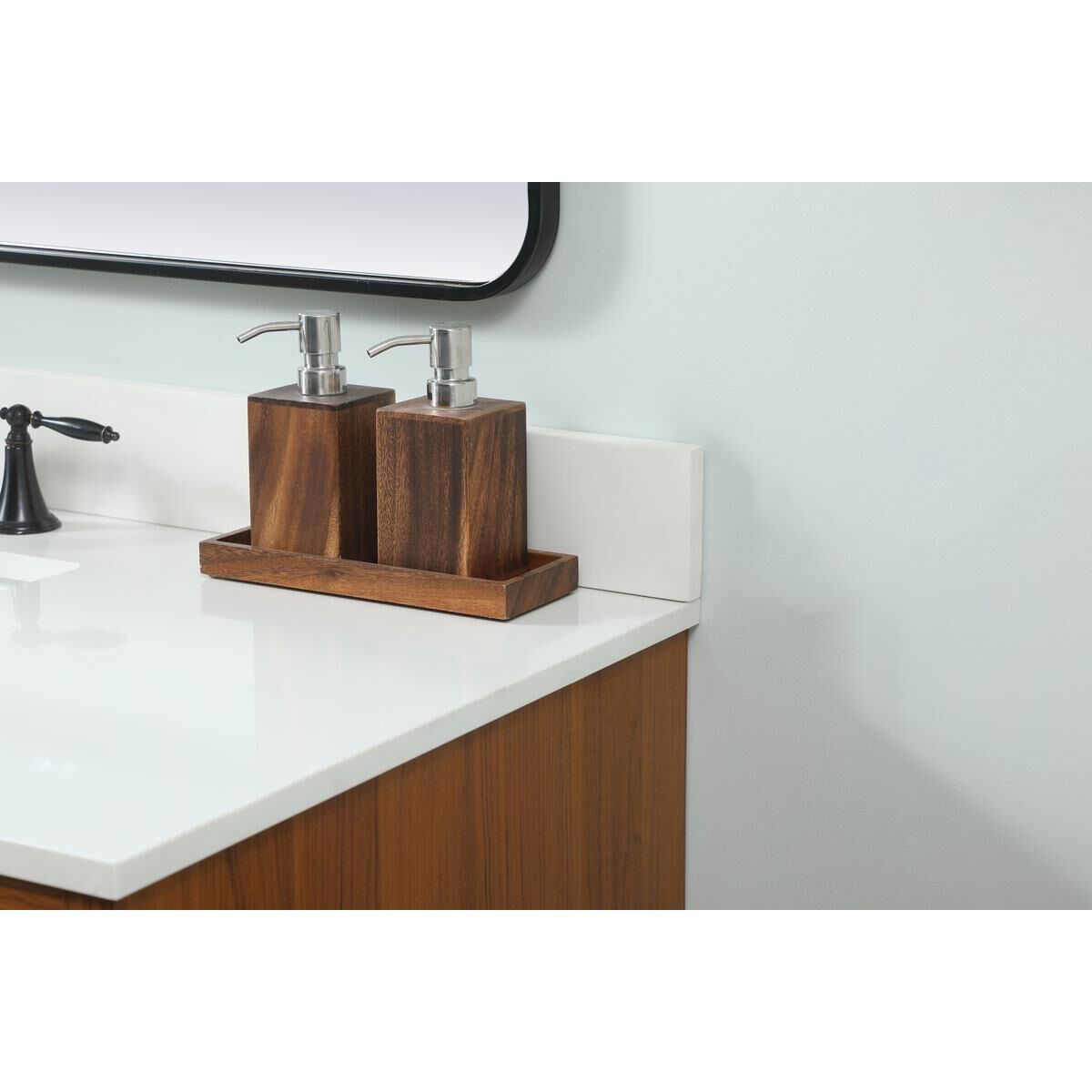 Shown in Teak finish and Backsplash accent