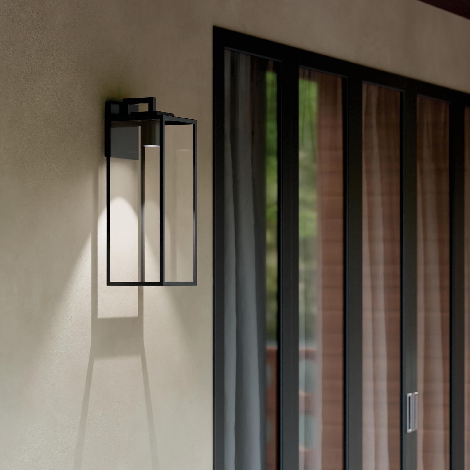 Shown in Textured Black finish and Clear glass and Metal shade
