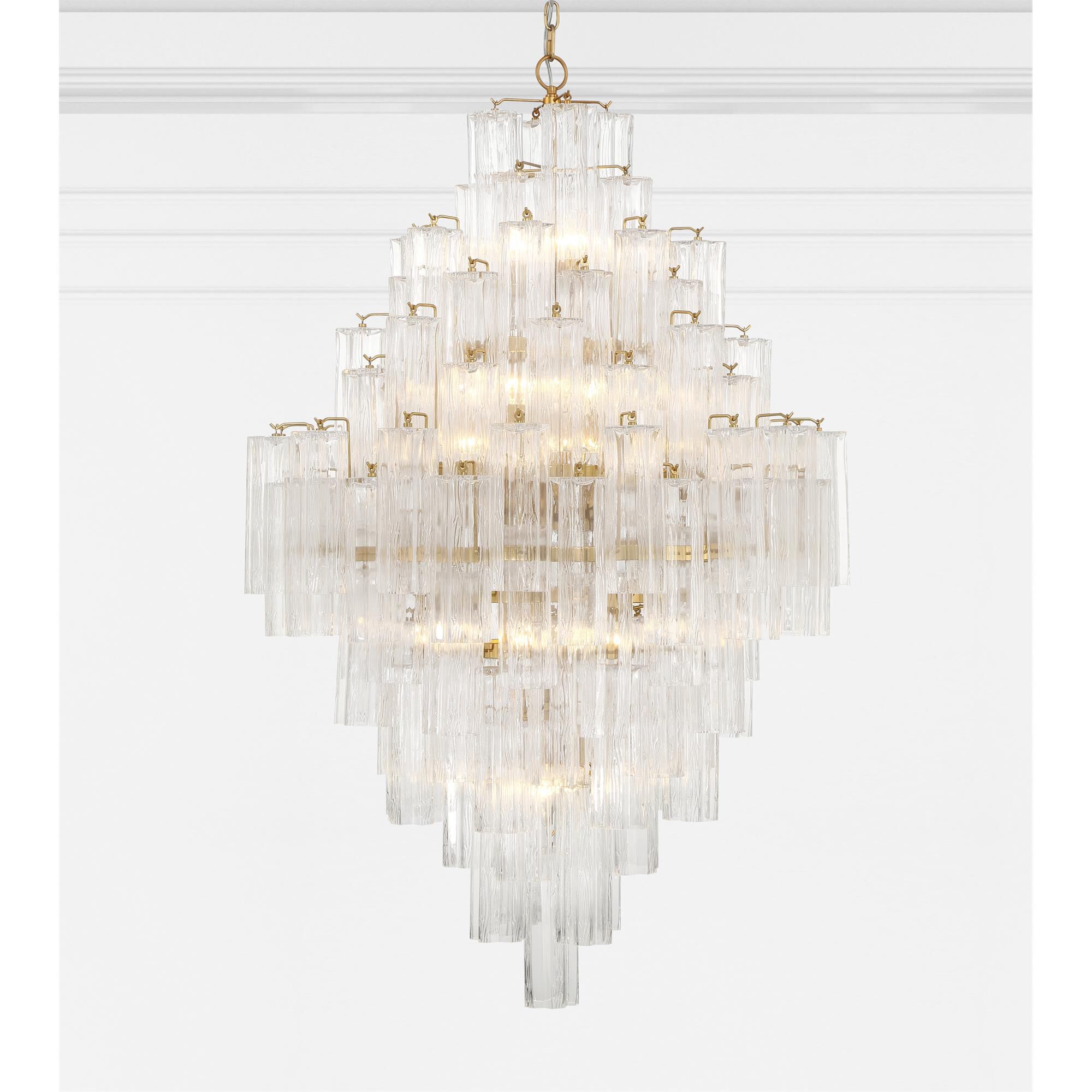 Shown in Aged Brass finish and Tronchi Glass Clear crystal