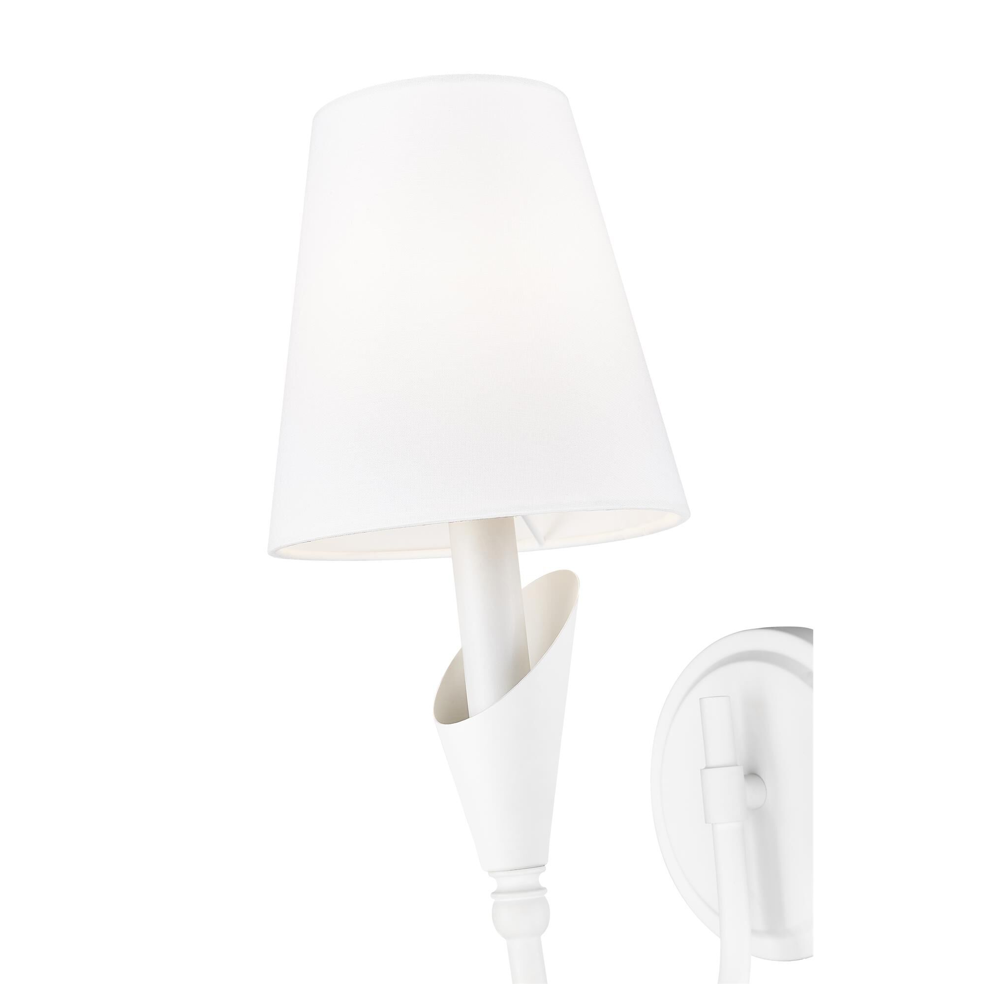 Shown in Textured White finish and White glass and White shade
