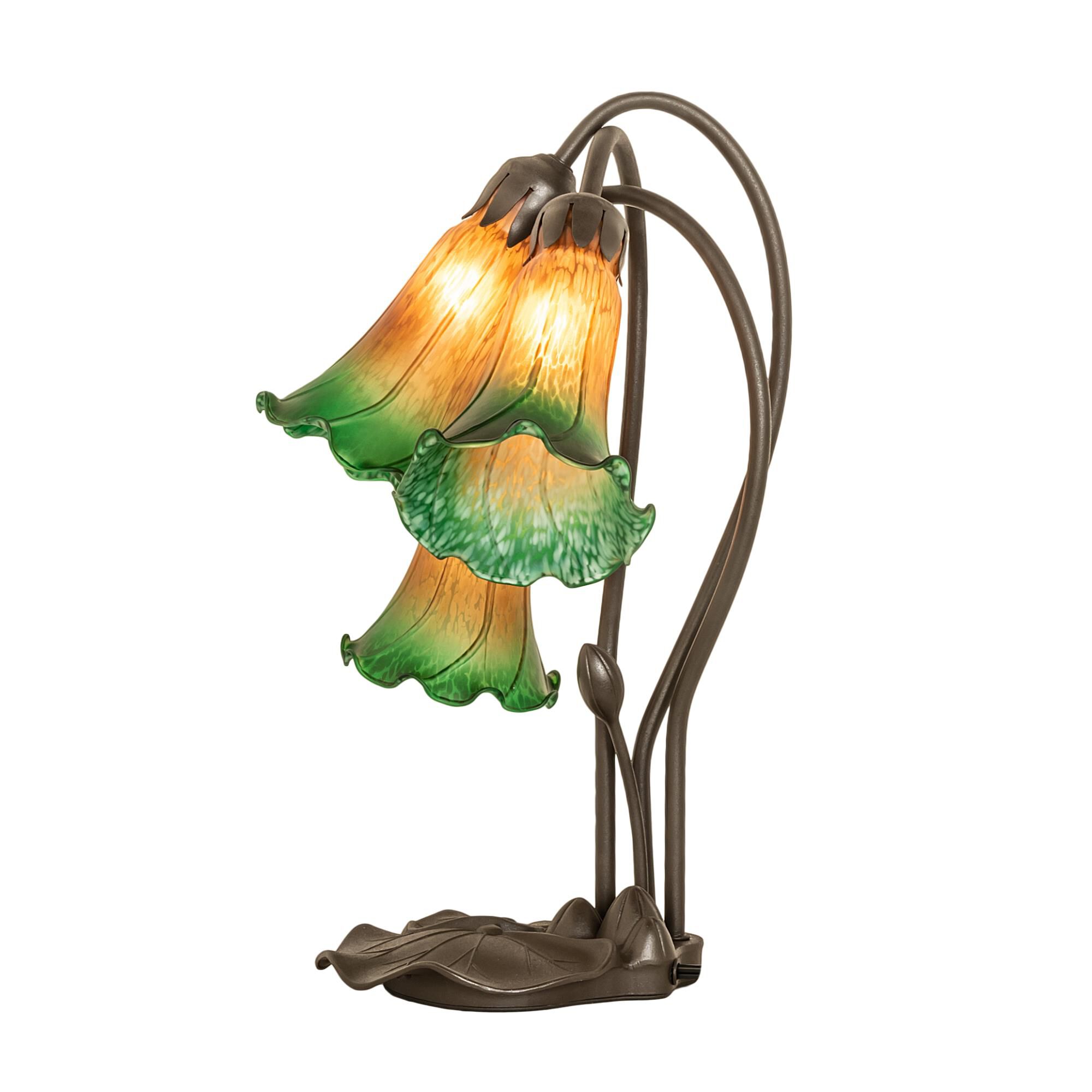 Shown in Mahogany Bronze finish and Amber /Acrylic;Green glass