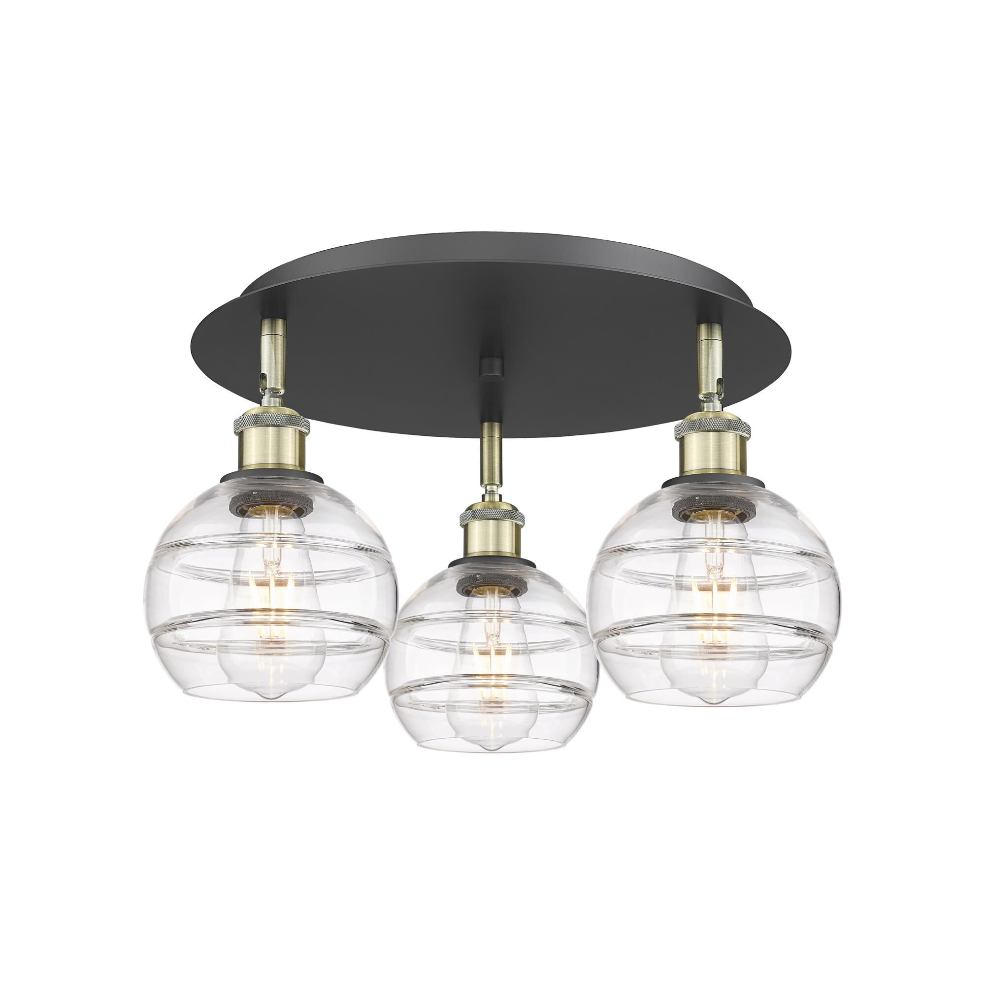 Shown in Black Antique Brass finish and Clear glass