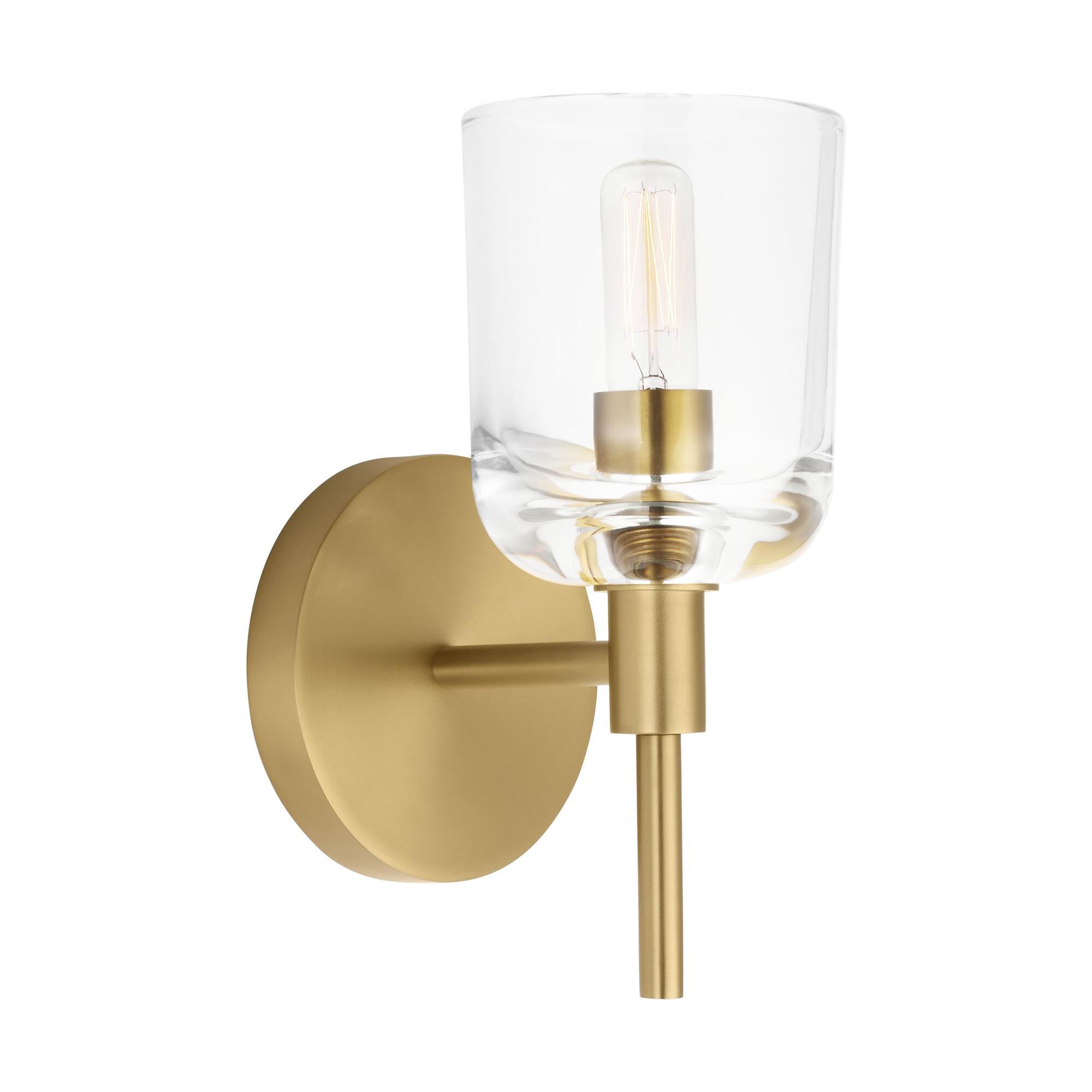 Shown in Burnished Brass finish and Clear glass