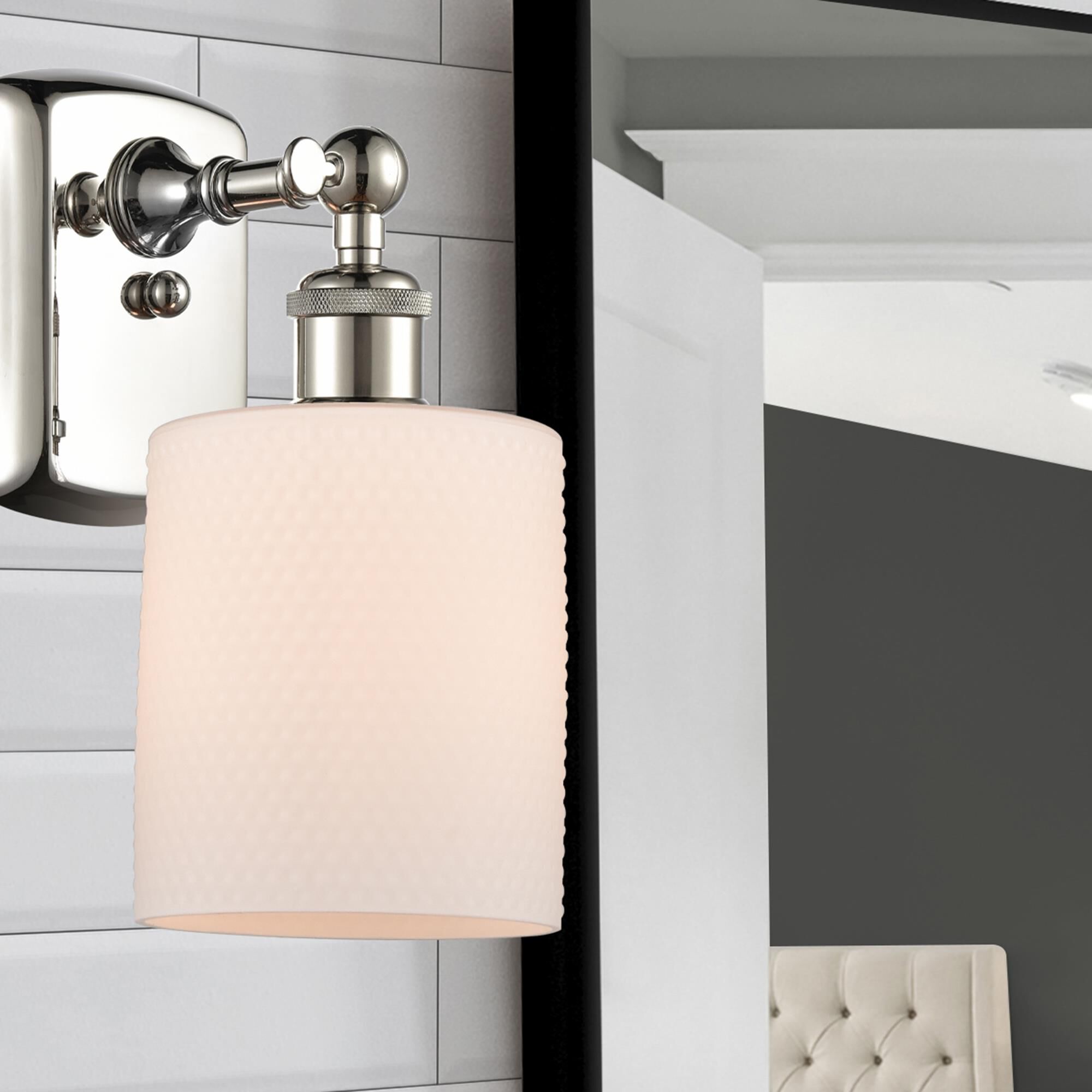 Shown in Polished Nickel finish and Drum glass and Glass shade