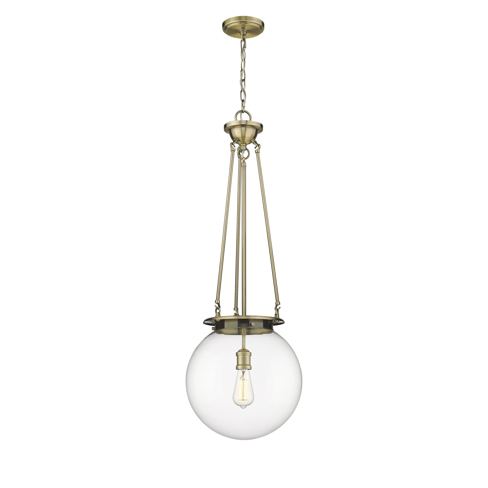 Shown in Antique Brass finish and Clear glass