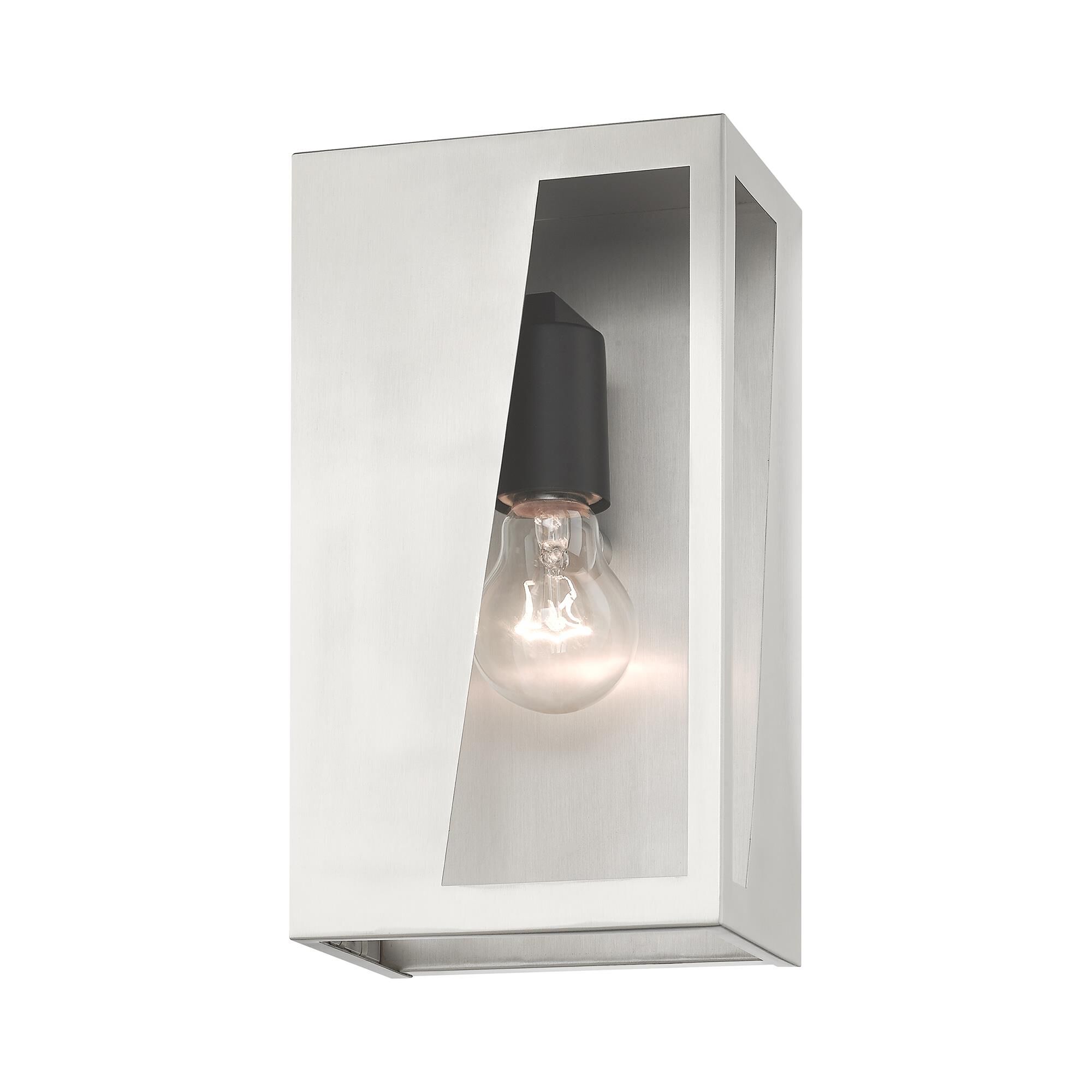 Shown in Brushed Nickel with Black Accents and Brushed Nickel Stainless Steel Reflector finish and Clear  glass