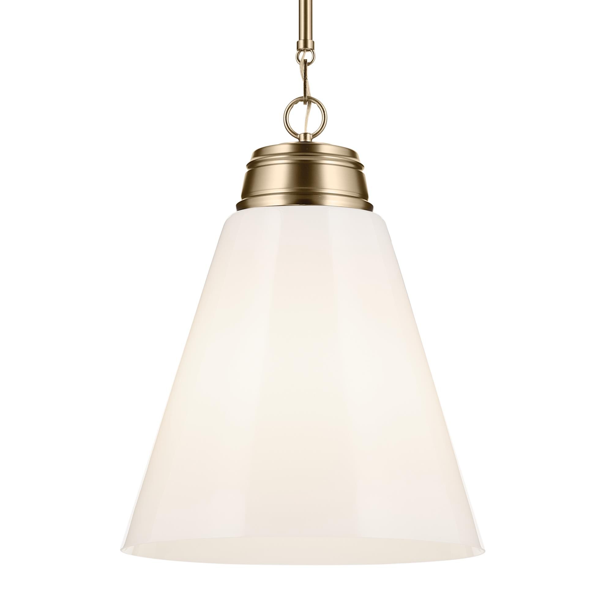 Shown in Champagne Bronze finish and Opal glass