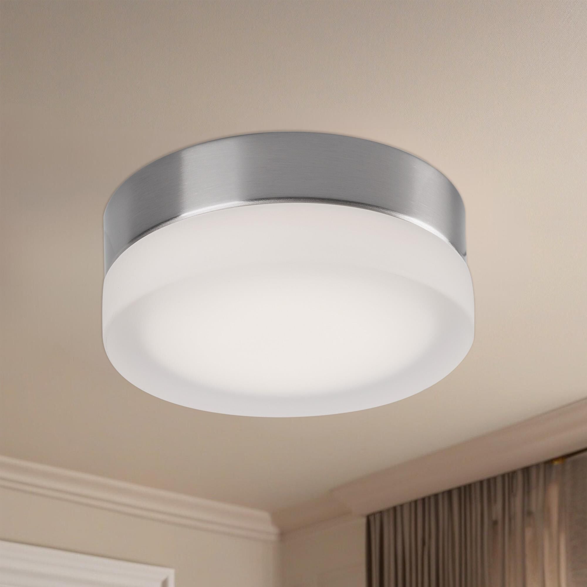 Shown in Brushed Nickel finish and Exterior Polished, Interior Painted White glass