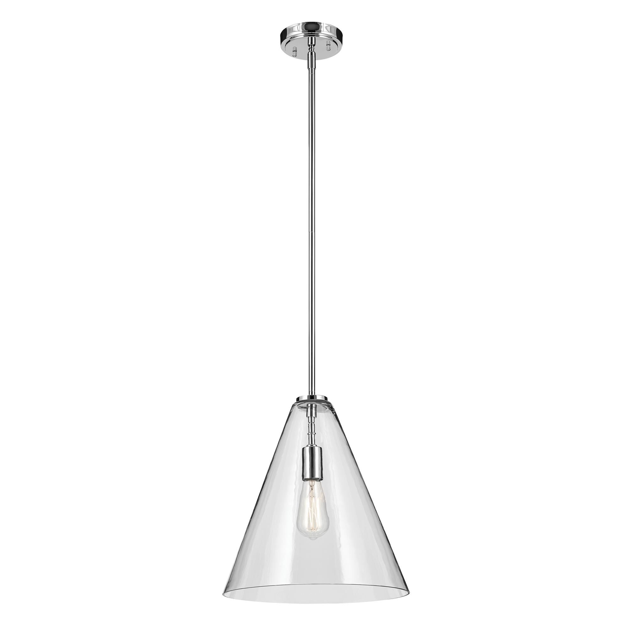 Shown in Chrome finish and Clear glass