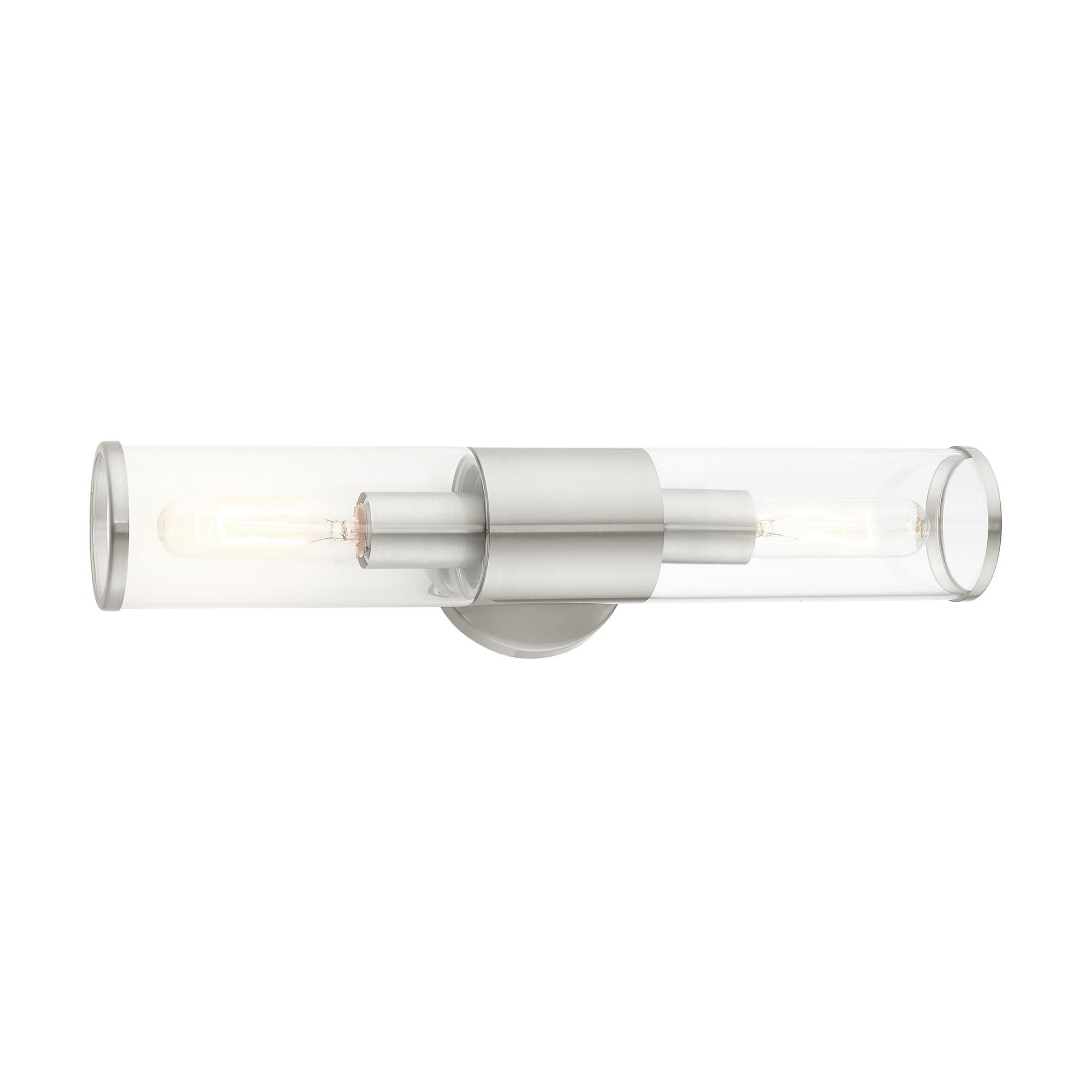 Shown in Brushed Nickel finish and Clear glass