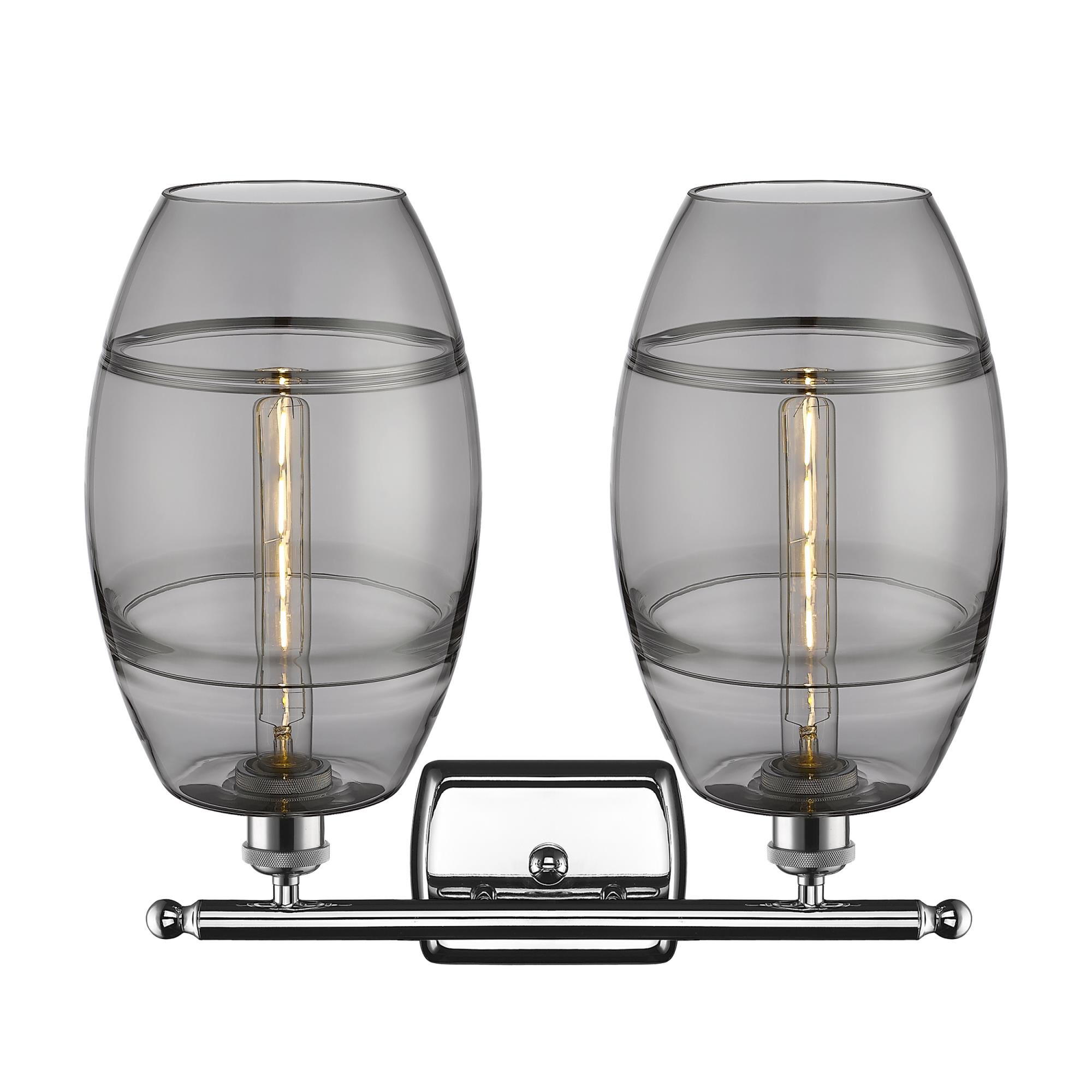 Shown in Polished Chrome finish and Light Smoke glass