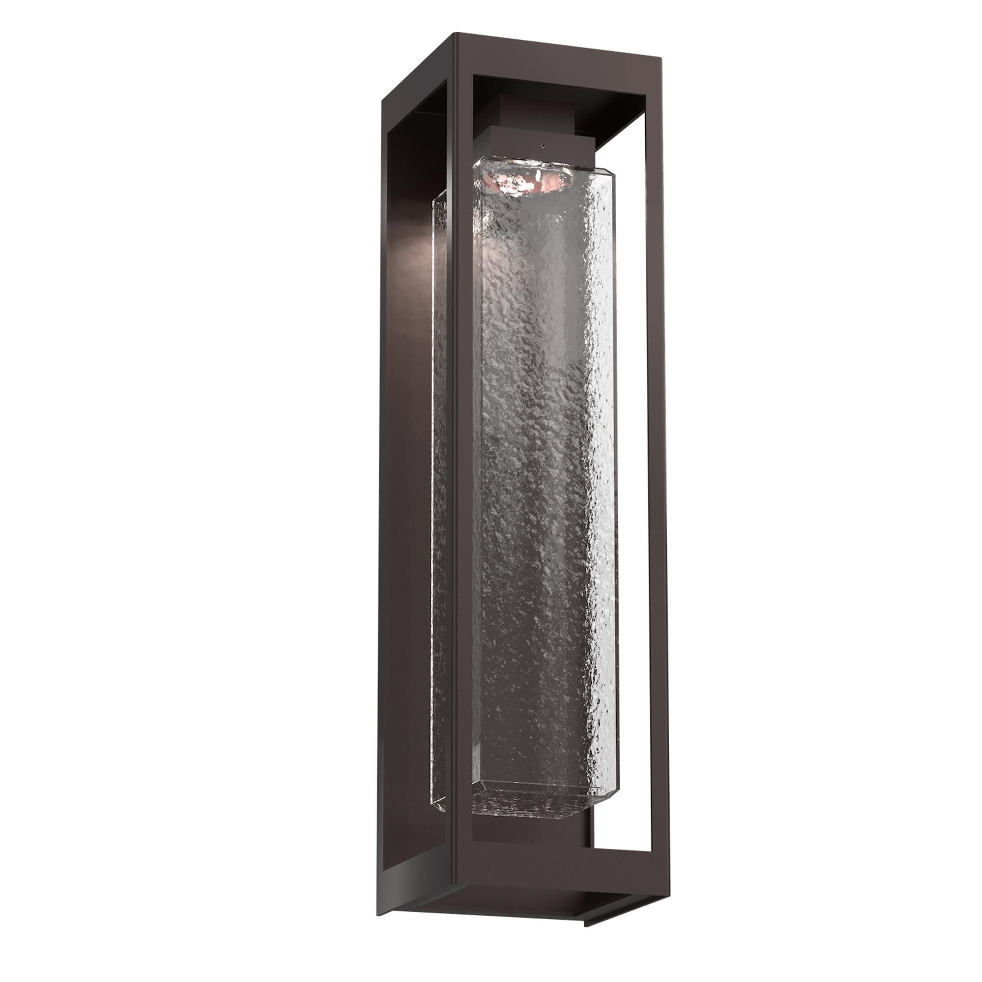 Shown in Statuary Bronze finish and Clear Hammered glass