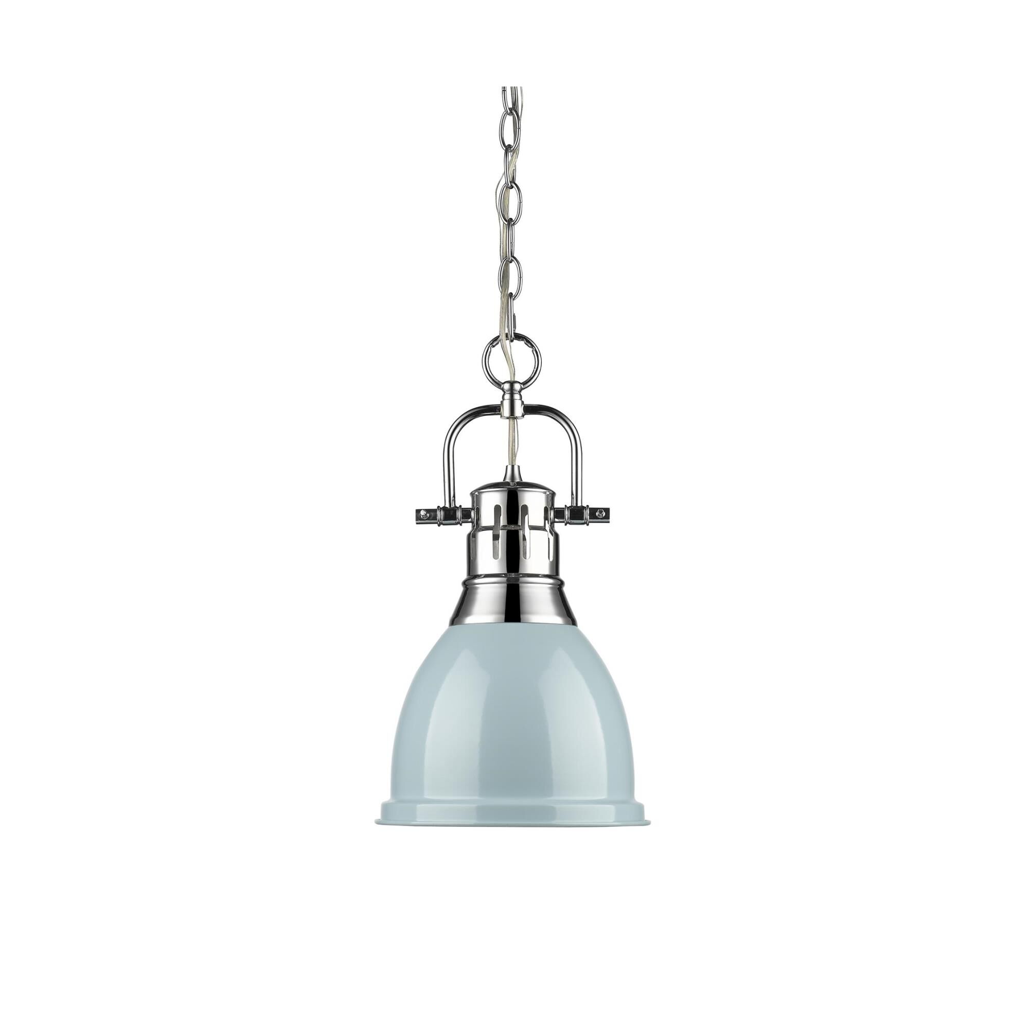 Shown in Chrome finish and Diffuser glass and Seafoam shade