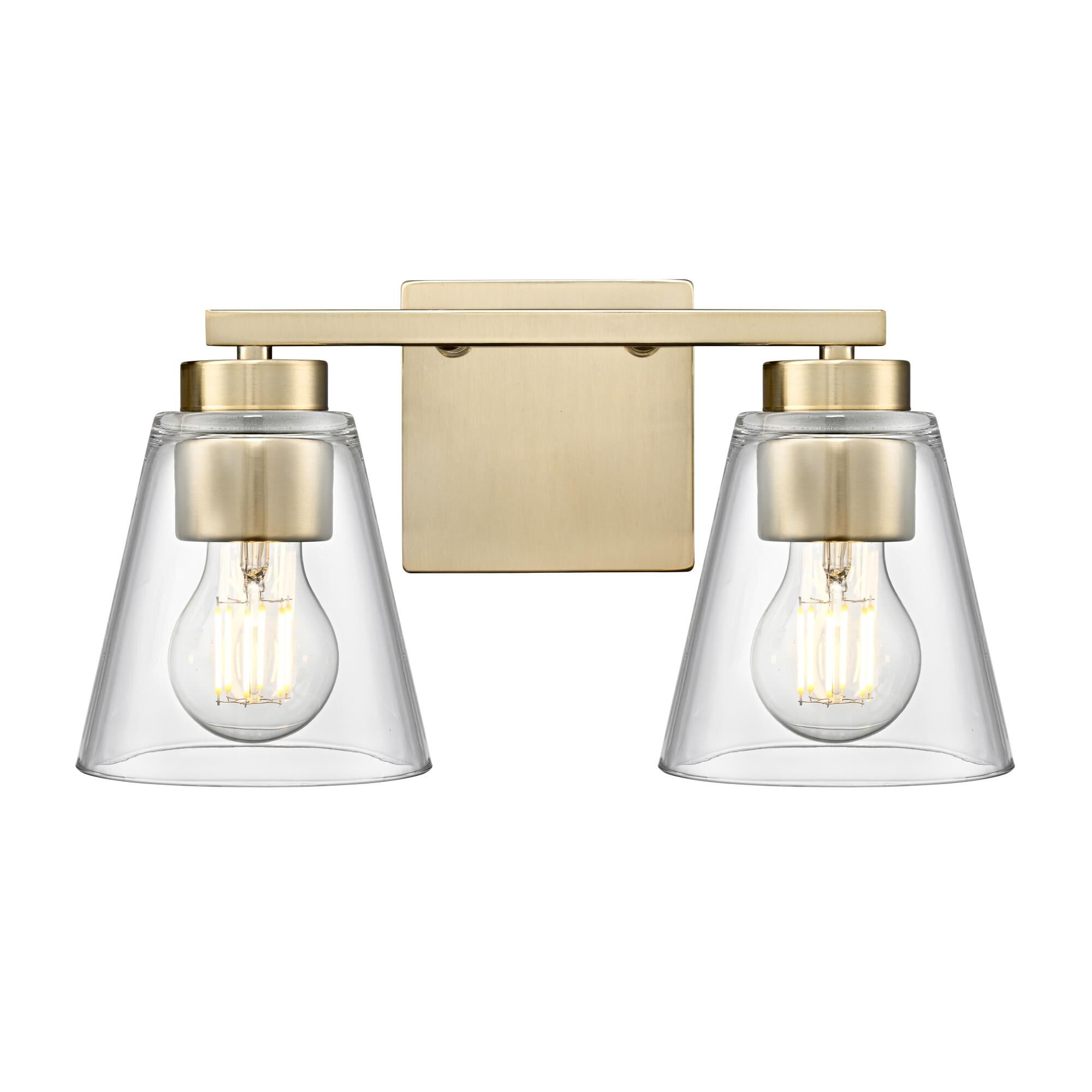 Shown in Modern Gold finish and Clear glass