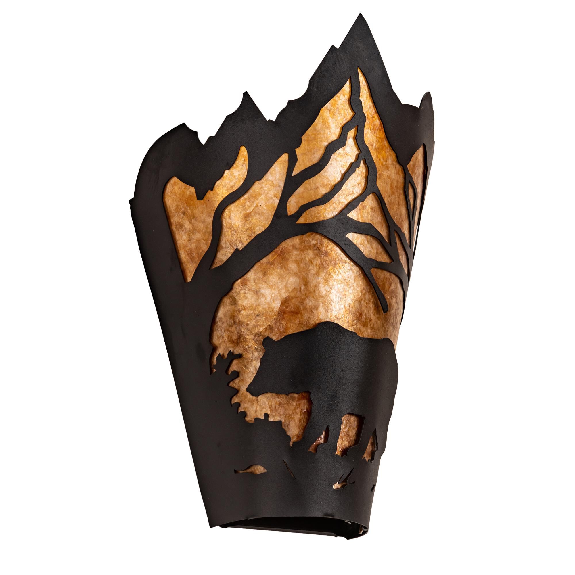 Shown with Black Metal Finish;Amber Mica glass