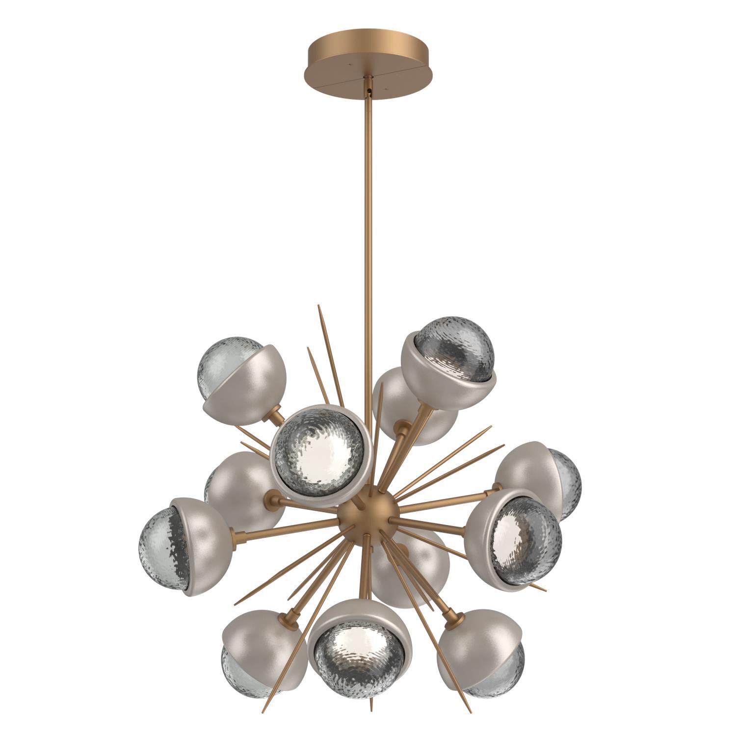 Shown in Novel Brass finish and Smoke glass and Beige Silver accent