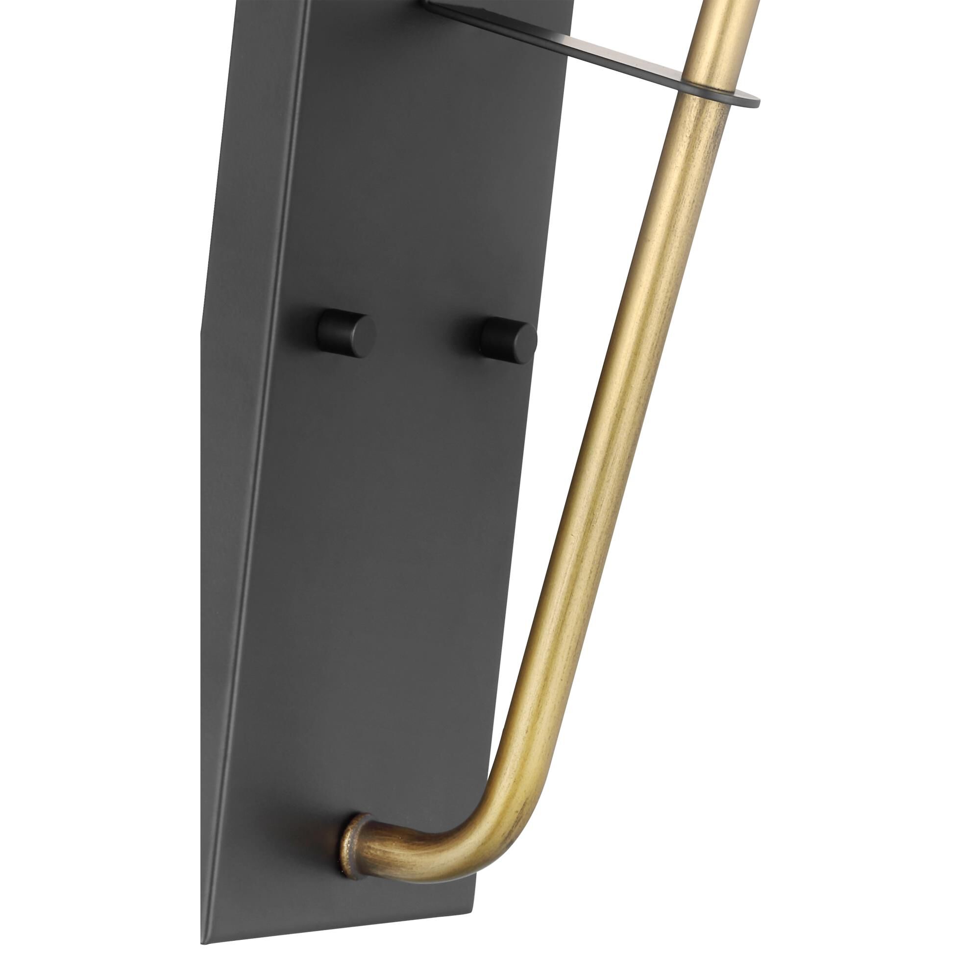 Shown in Matte Black and Natural Brass finish and Clear Seeded glass