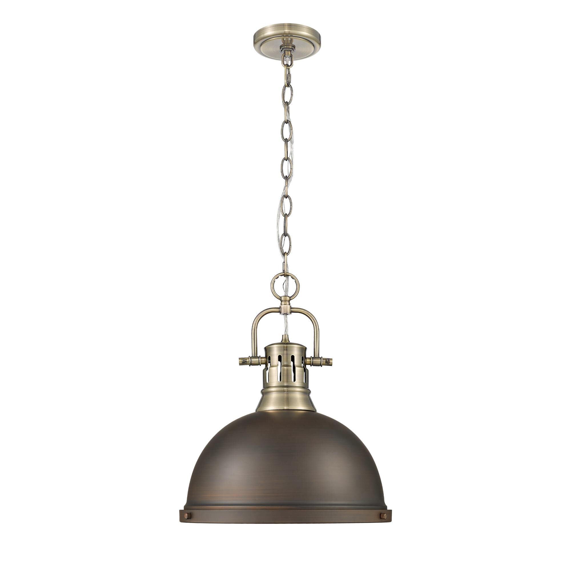 Shown in Aged Brass finish and Rubbed Bronze shade