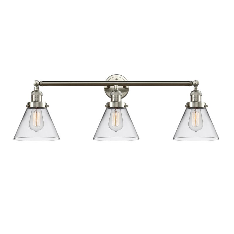 Bruno Marashlian Large Cone 32 Inch 3 Light Bath Vanity Light by Innovations Lighting