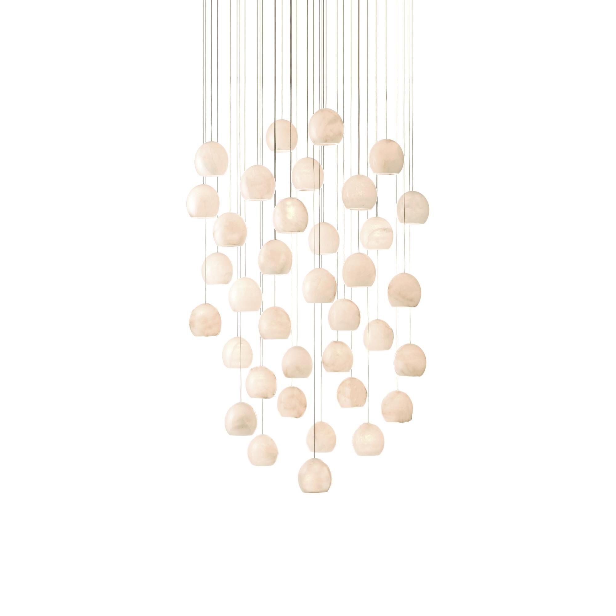 Shown in Natural/Painted Silver finish and Alabaster/White Marble shade