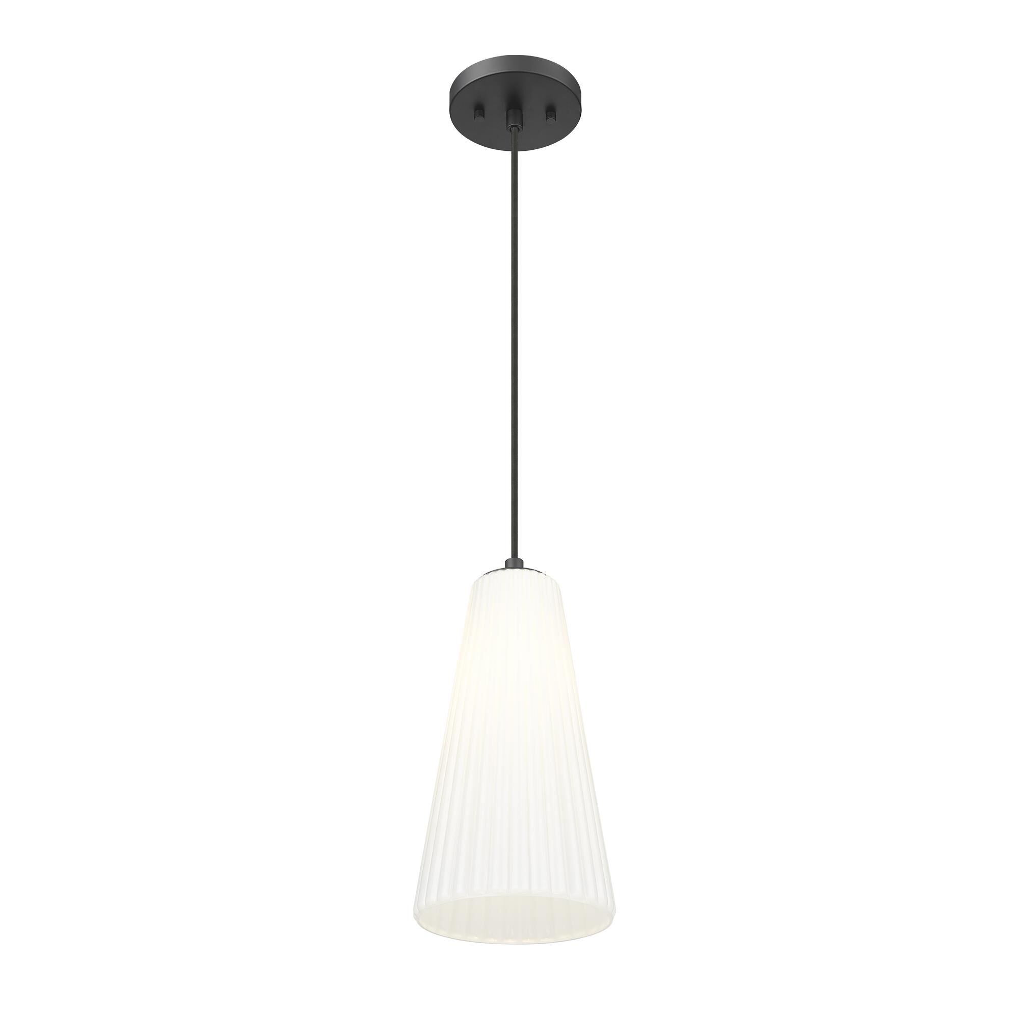 Shown in Matte Black finish and White glass and White shade