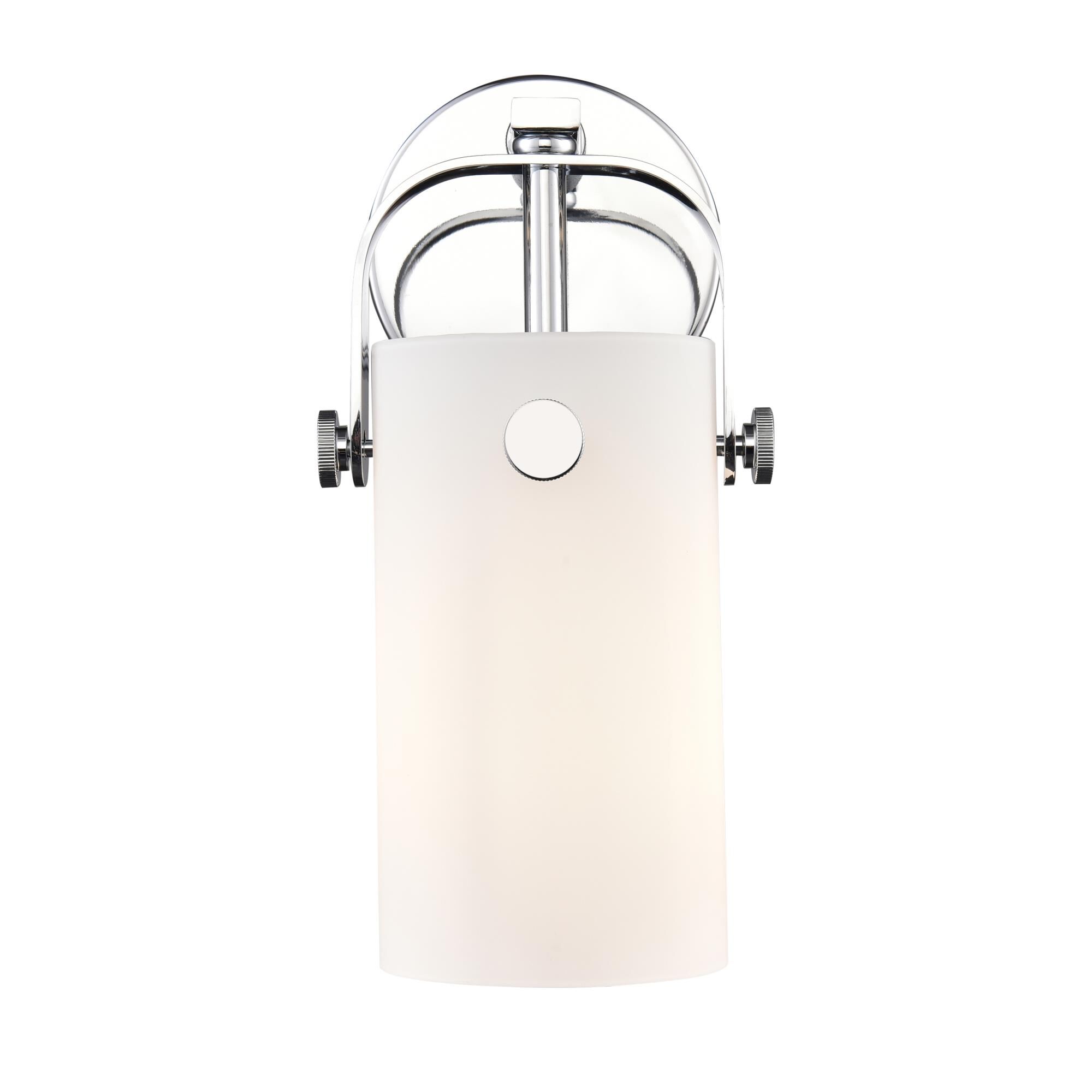 Shown in Polished Chrome finish and Matte White glass