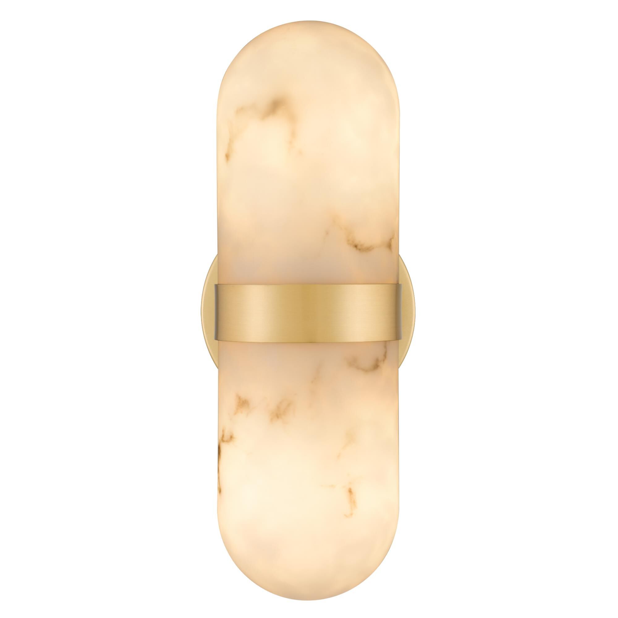Shown in Brushed Gold finish and Alabaster Resin shade