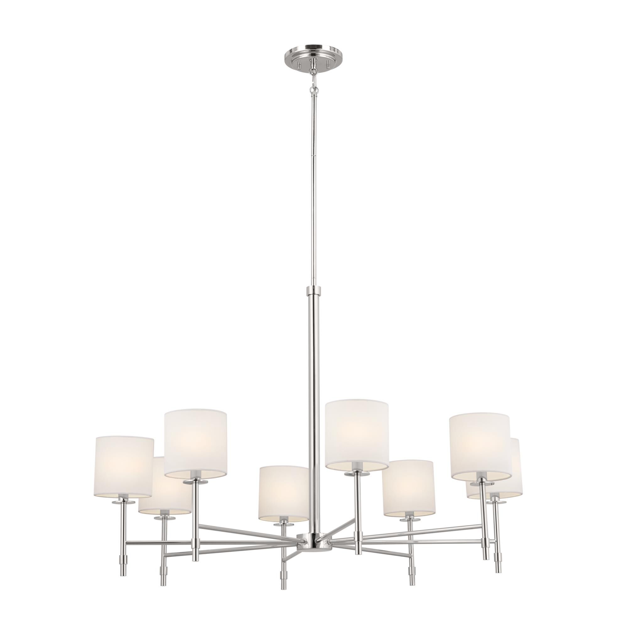 Shown in Polished Nickel finish and Fabric and Drum shade