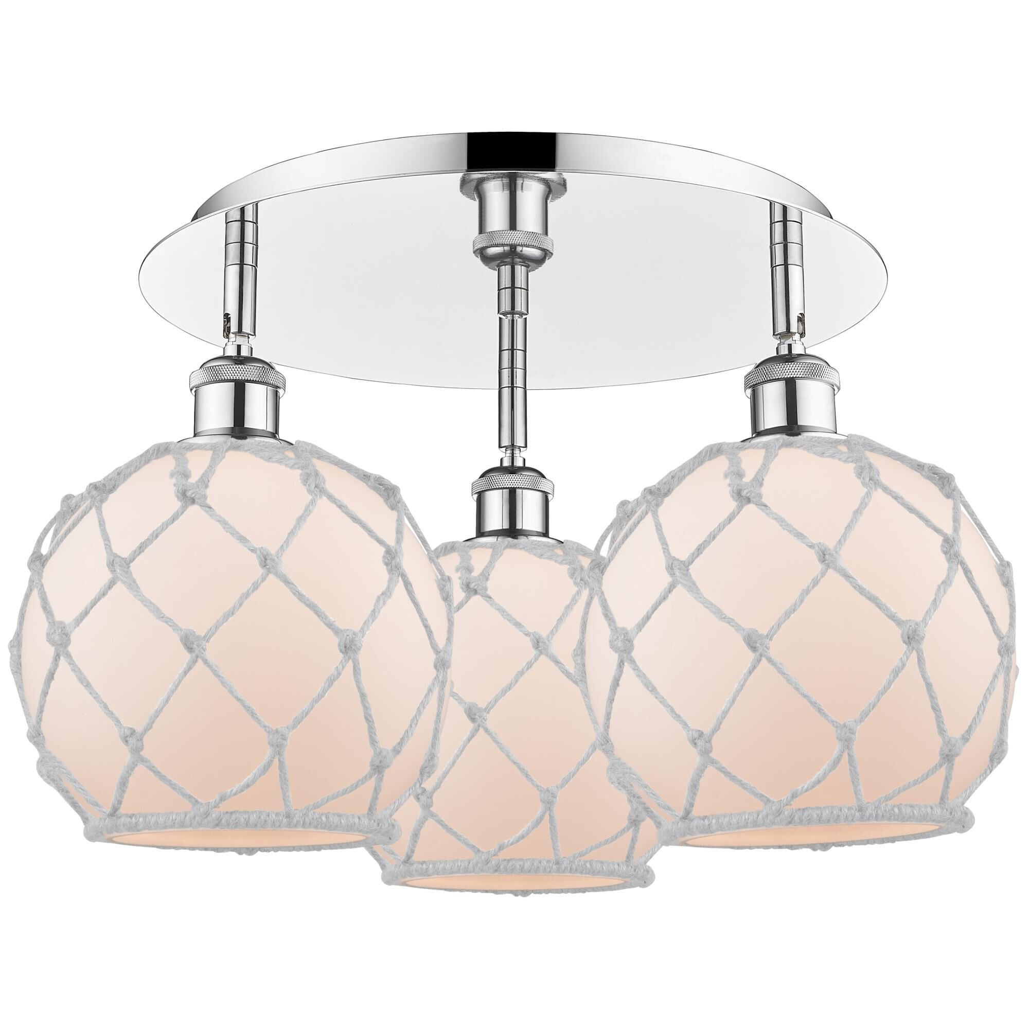 Shown in Polished Chrome finish and White with White Rope glass