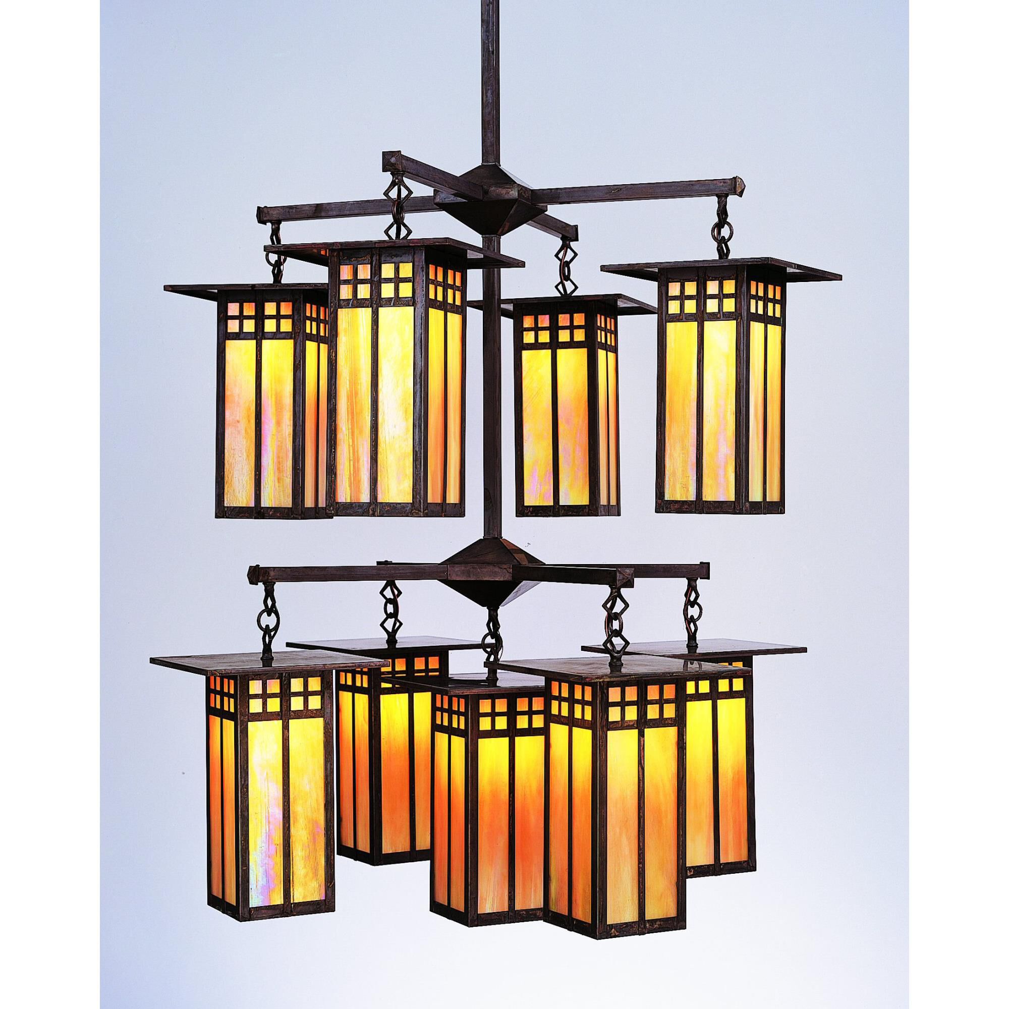 Shown in Bronze finish and Gold White Iridescent glass