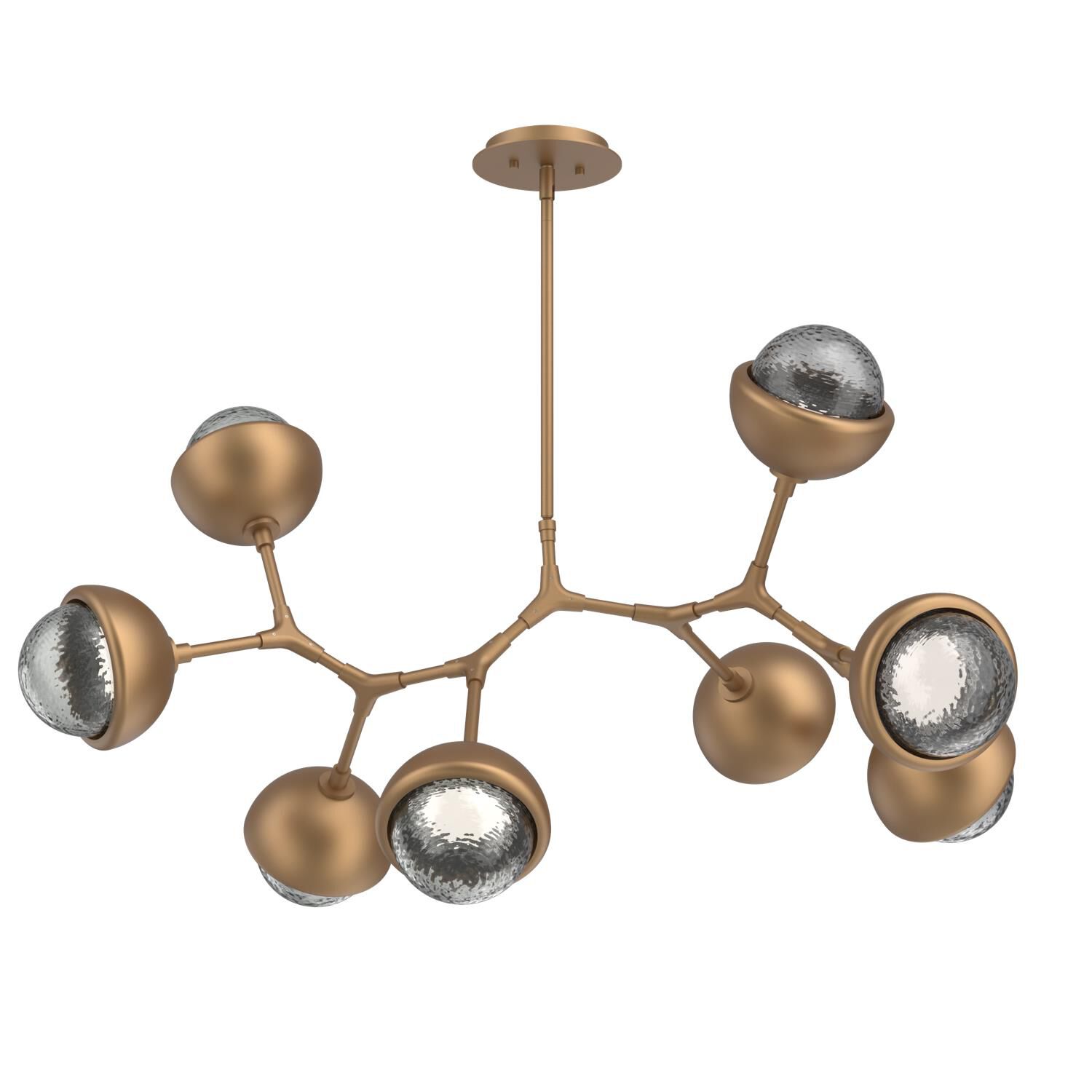 Shown in Novel Brass finish and Smoke glass and Metal Shade Matching Finish accent