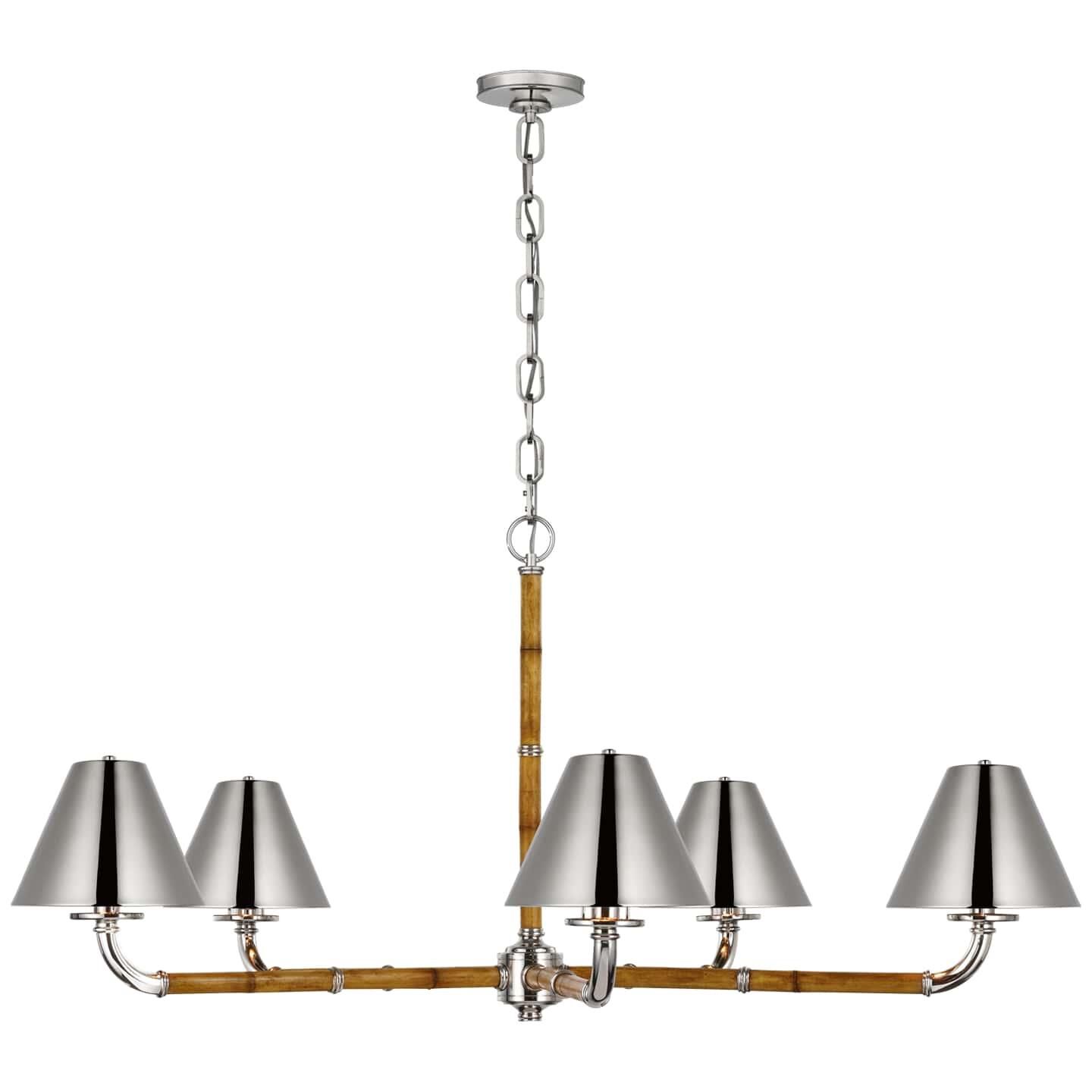 Shown in Waxed Bamboo and Polished Nickel finish and Polished Nickel shade
