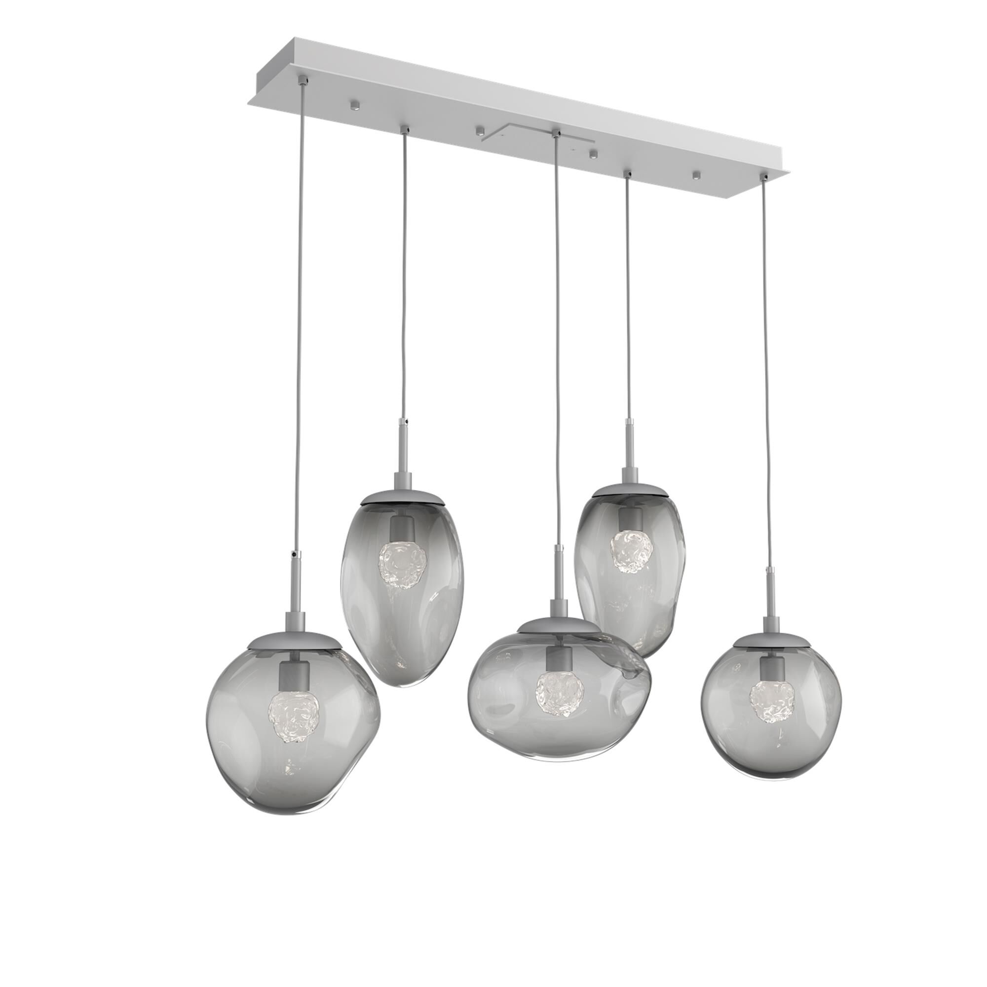 Shown in Classic Silver finish and Floret Inner And Smoke Outer glass