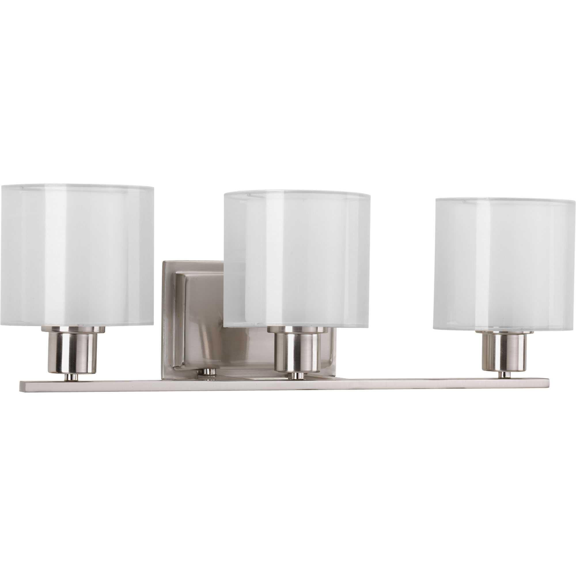 Shown in Brushed Nickel finish and White Etched glass and White Silk Mylar shade