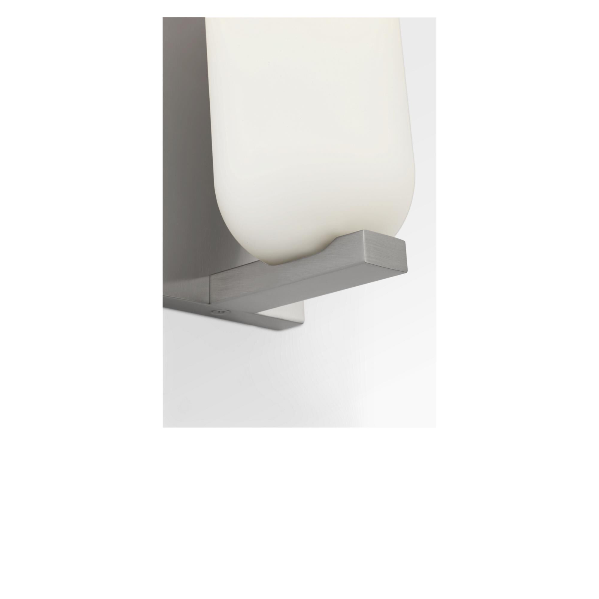 Shown in Brushed Nickel finish and Etched White glass