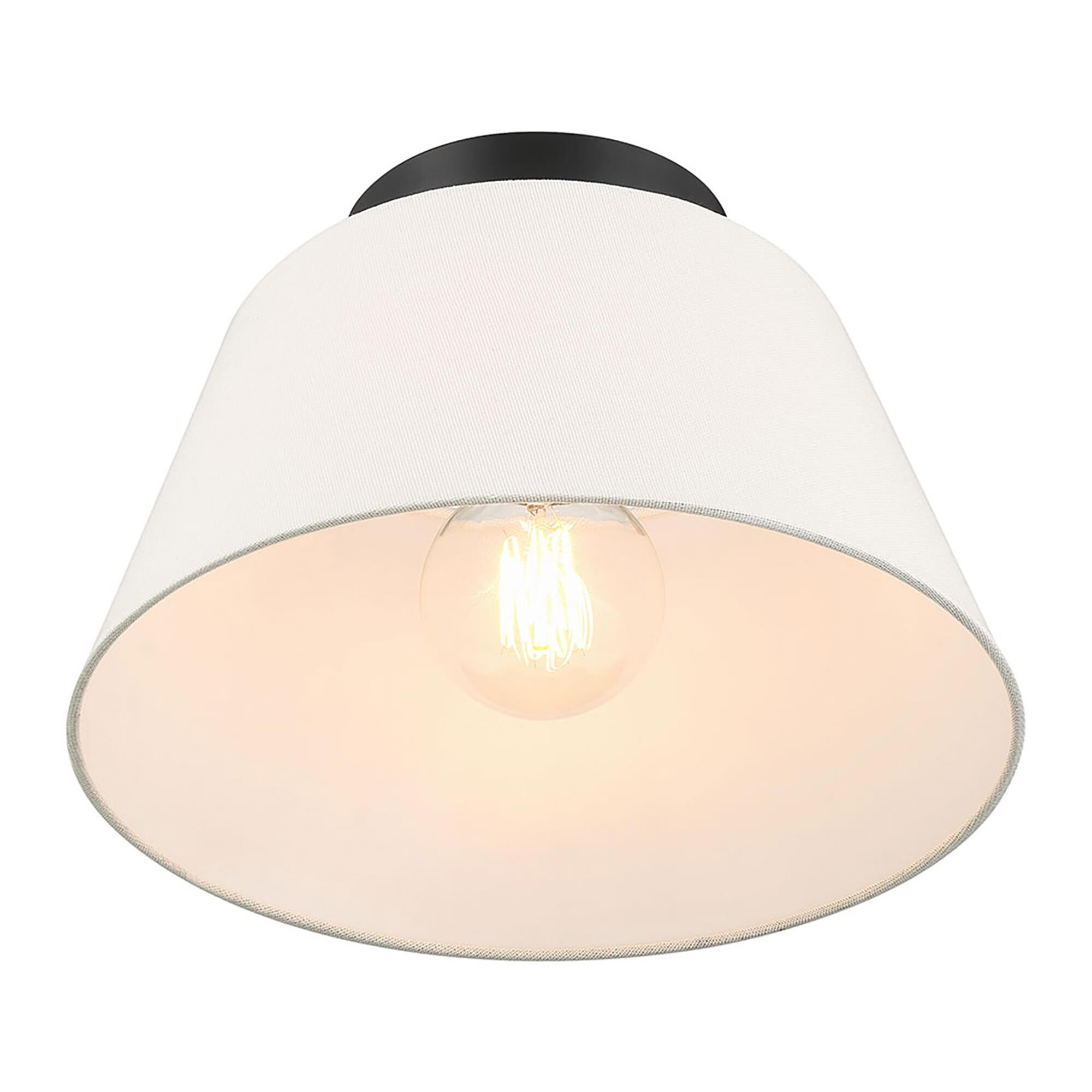 Shown in Matte Black finish and White Linen Fabric shade