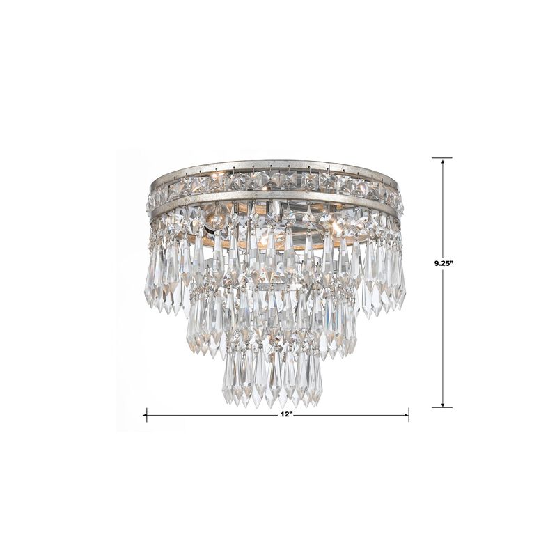 Mercer 12 Inch 3 Light Flush Mount by Crystorama
