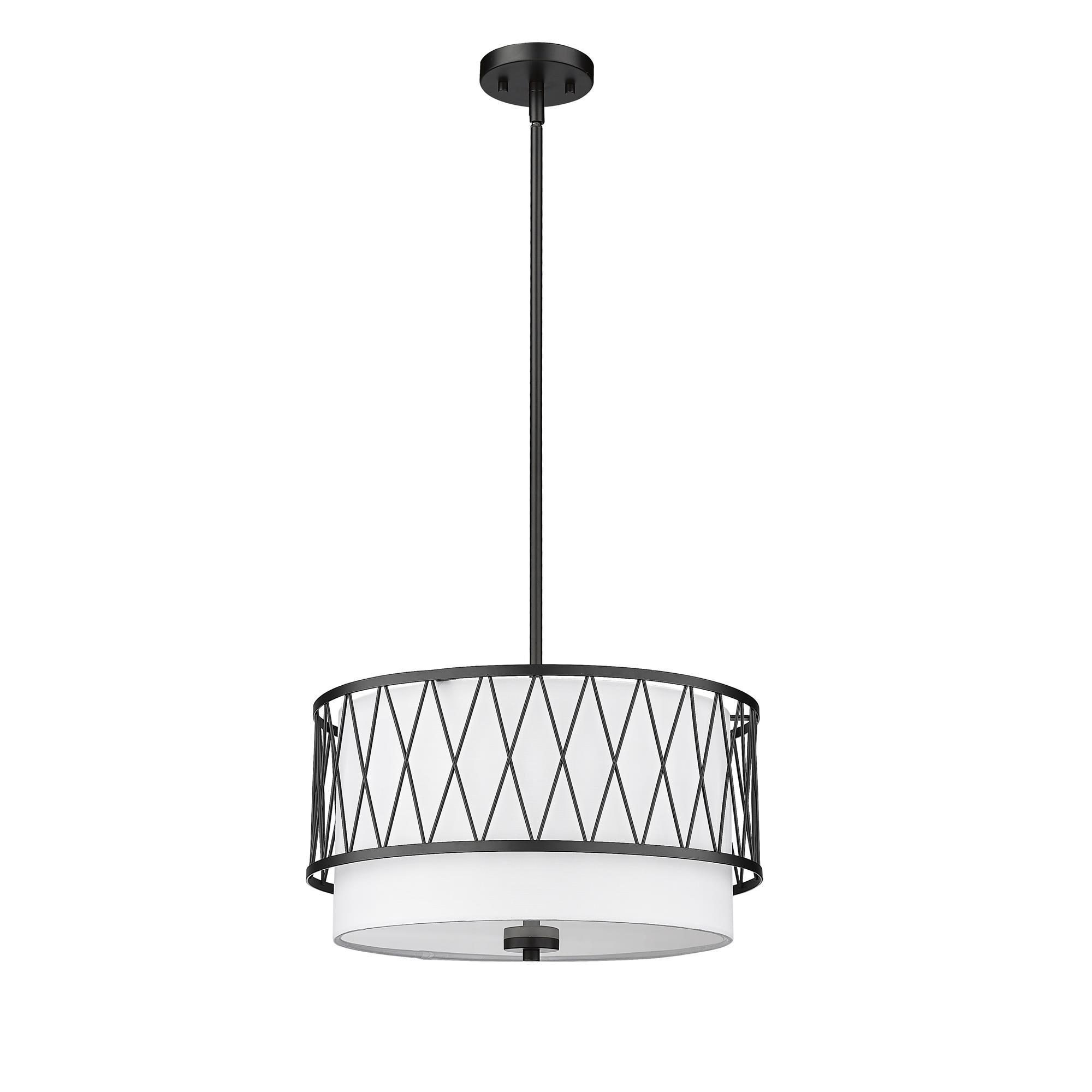 Shown in Matte Black finish and White glass and White shade