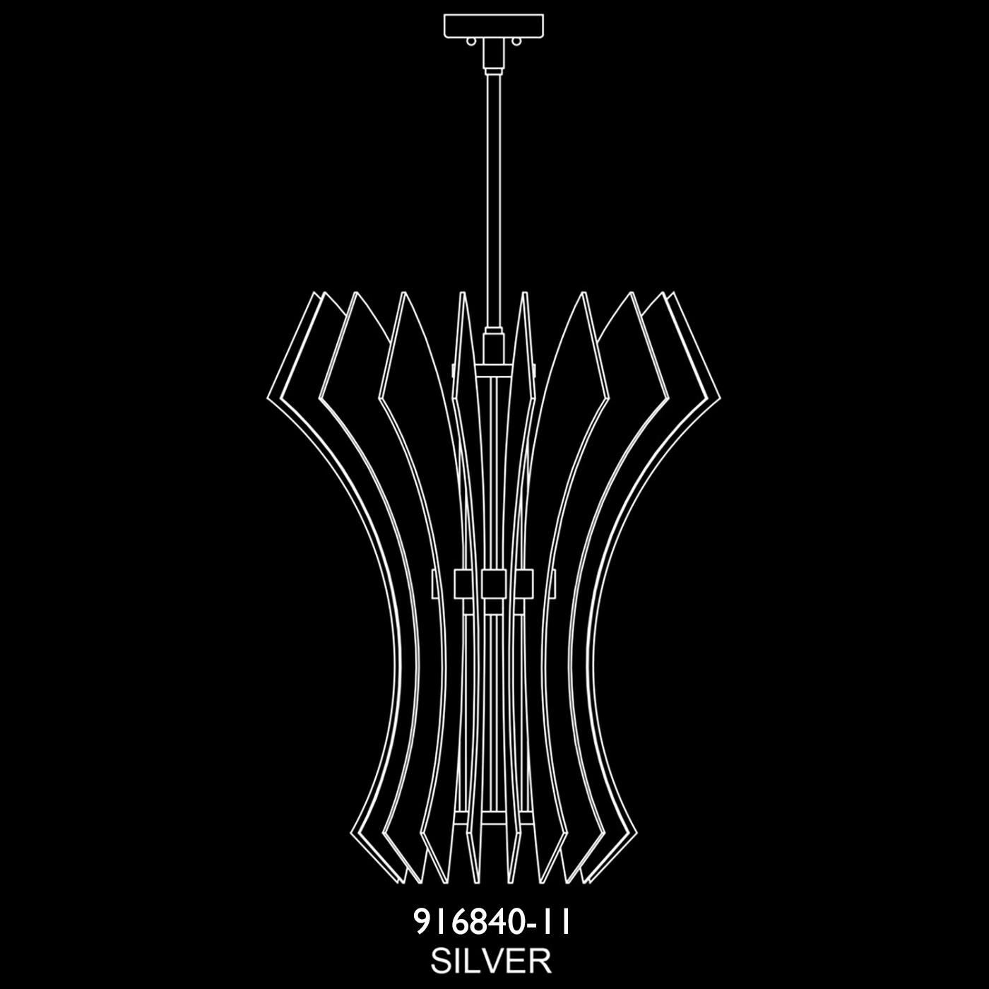 Shown in Silver finish and False crystal and False glass