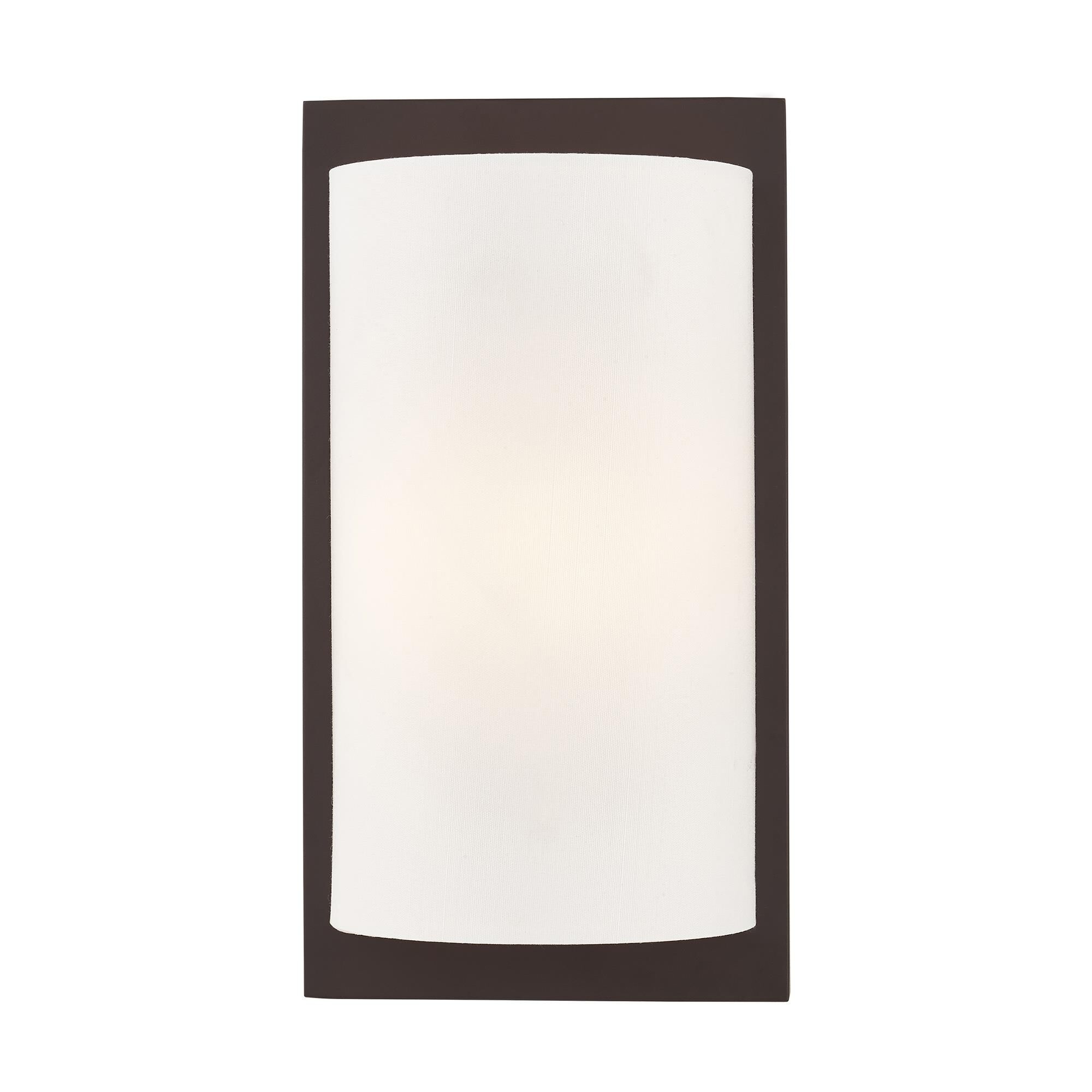 Shown in Bronze finish and Hand Crafted Off-White Fabric Hardback shade
