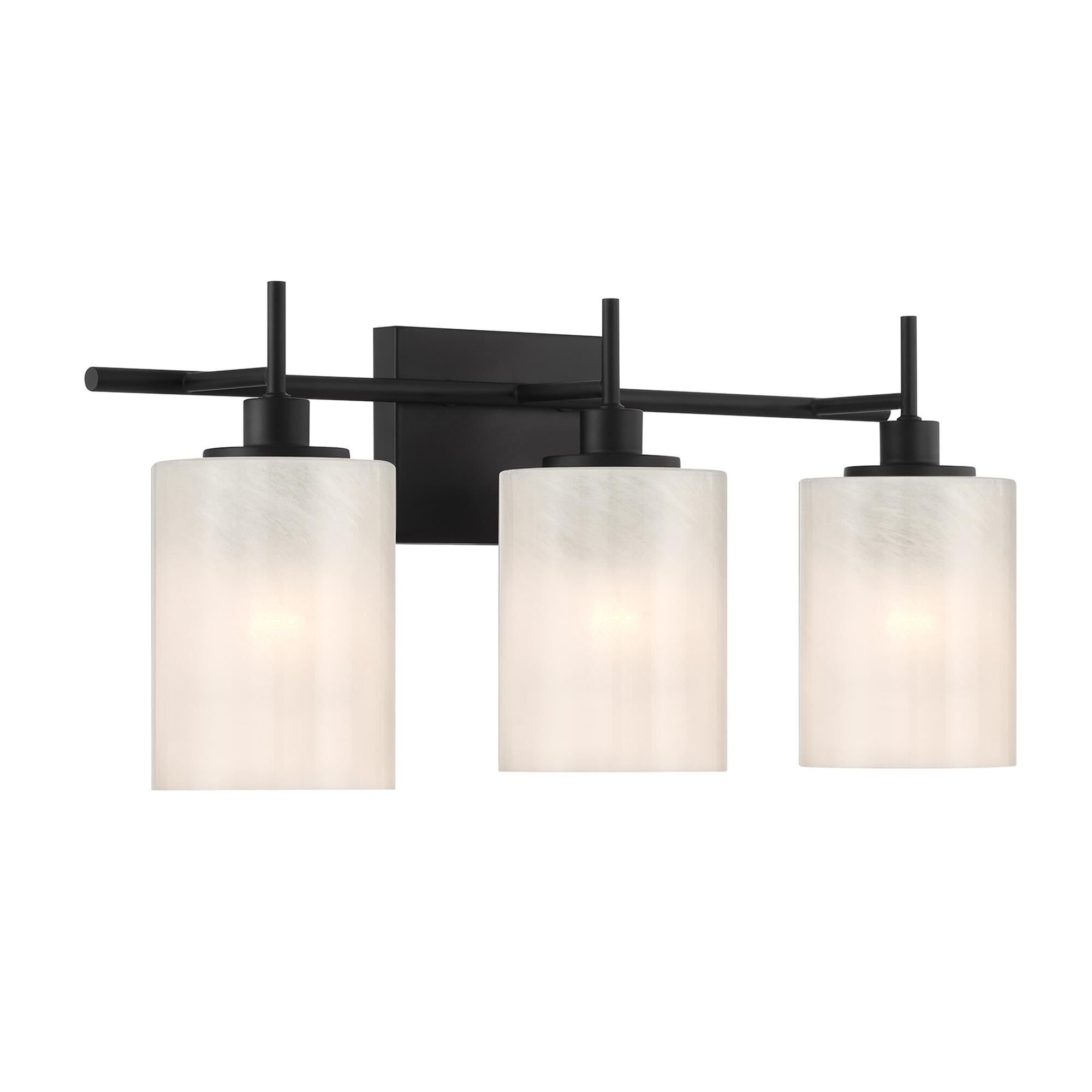 Shown in Matte Black finish and White Strie glass