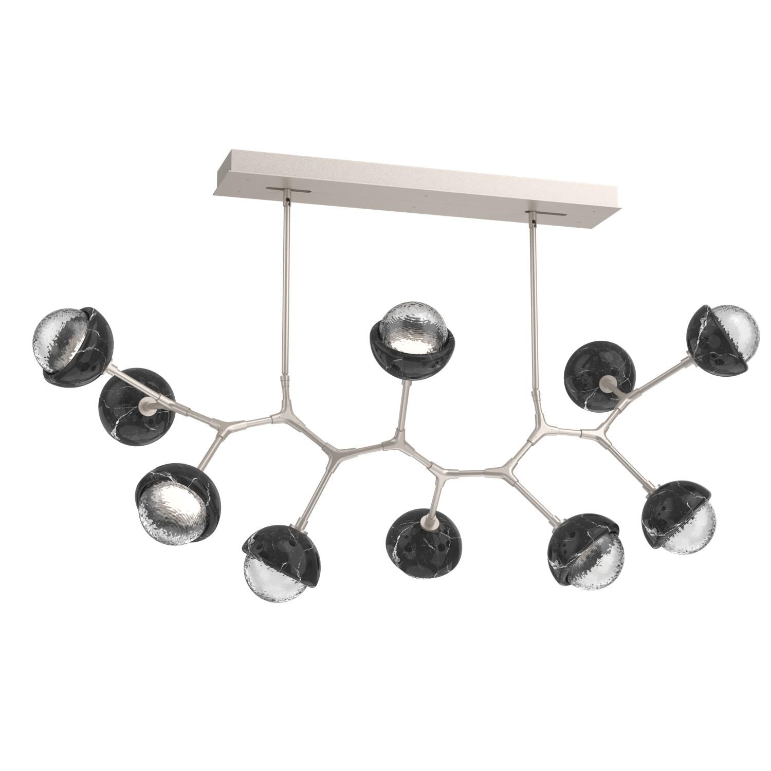 Shown in Beige Silver finish and Clear glass and Black Marble accent