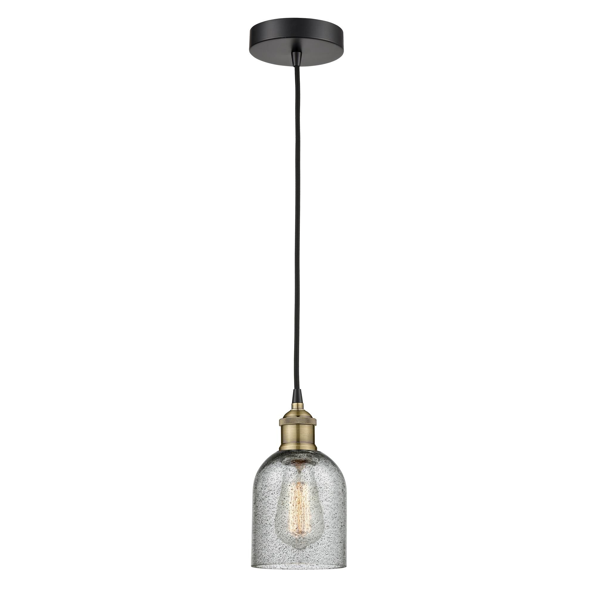 Shown in Black Antique Brass finish and Charcoal glass