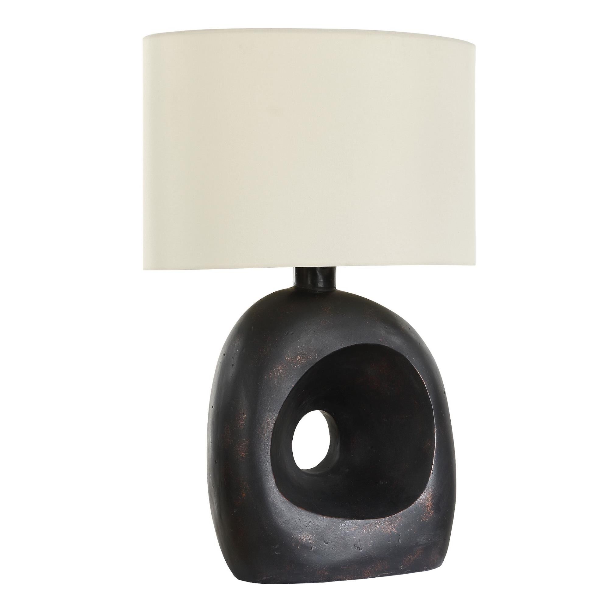 Shown in Black and Bronze finish and Oval Hardback shade